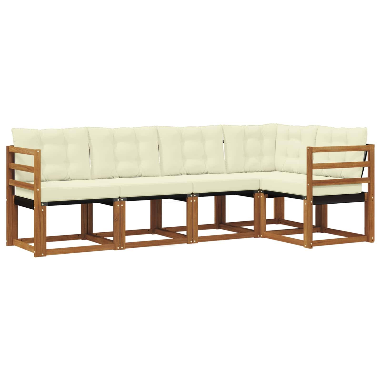 vidaXL Outdoor-Sofagarnitur mit Kissen 5 pcs Natur und Creme