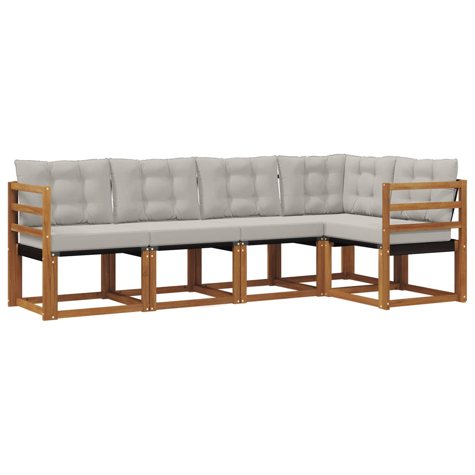 vidaXL Outdoor-Sofagarnitur mit Kissen 5 pcs Natürlich und Hellgrau
