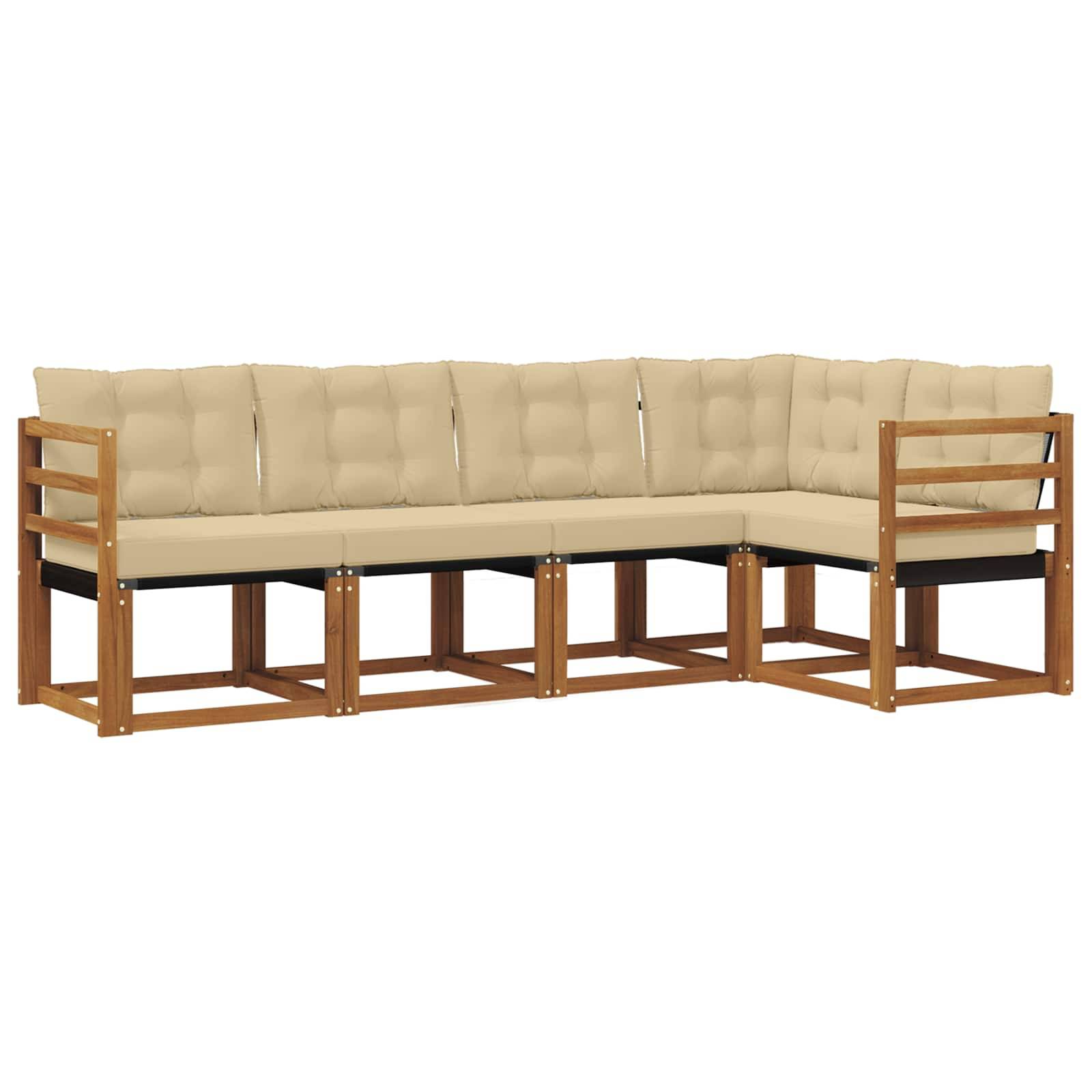 vidaXL Outdoor-Sofagarnitur mit Kissen 5 pcs Natur und Beige