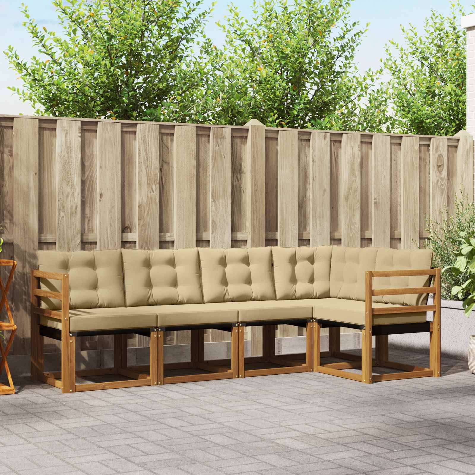 vidaXL Outdoor-Sofagarnitur mit Kissen 5 pcs Natur und Beige