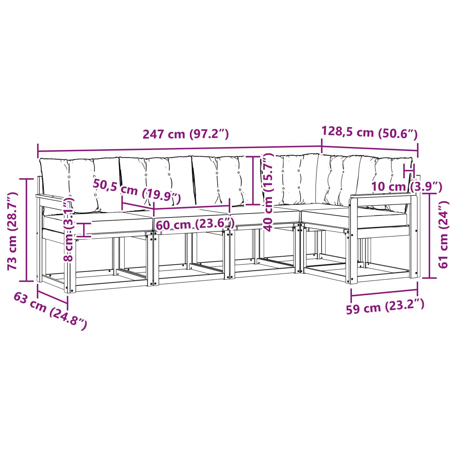 vidaXL Outdoor-Sofagarnitur mit Kissen 5 pcs Weiß und Hellgrau