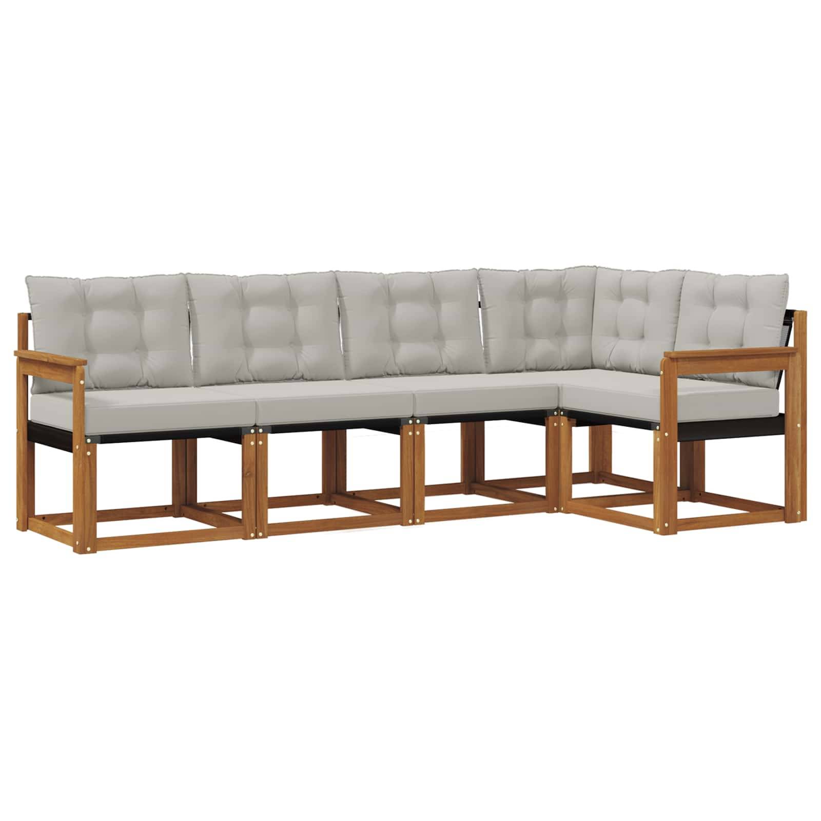 vidaXL Outdoor-Sofagarnitur mit Kissen 5 pcs Natürlich und Hellgrau