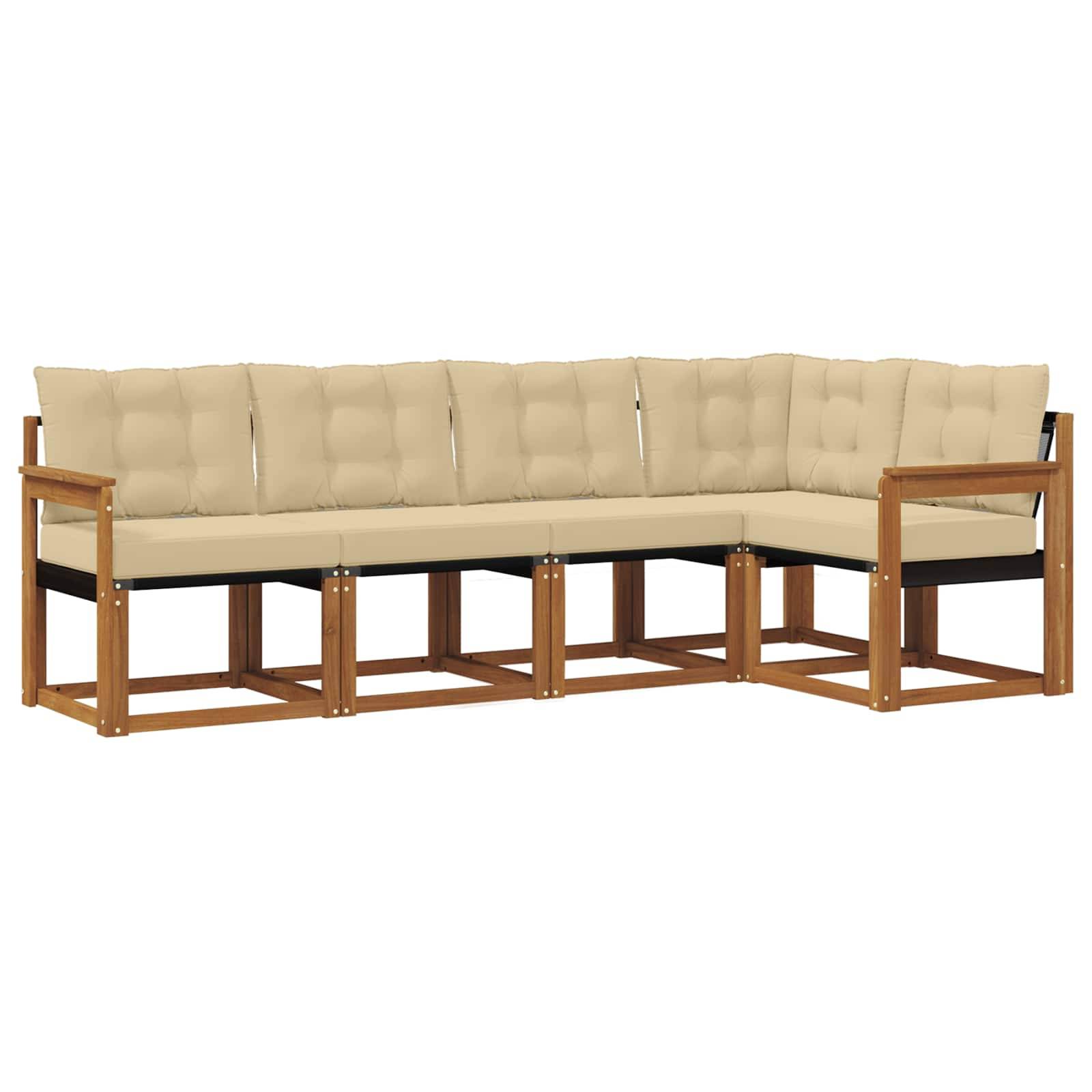 vidaXL Outdoor-Sofagarnitur mit Kissen 5 pcs Natur und Beige