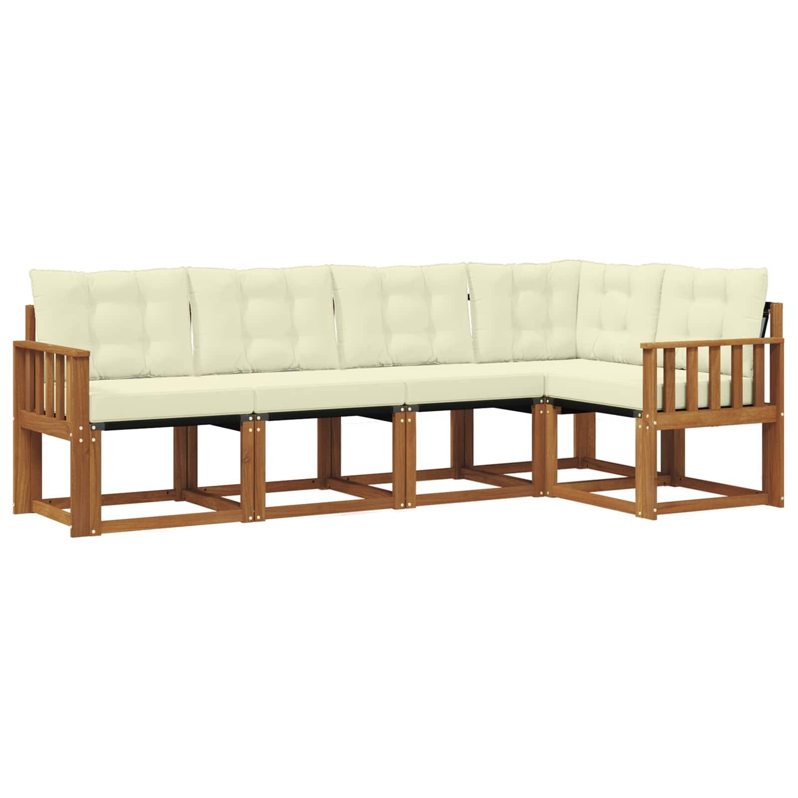 vidaXL Outdoor-Sofagarnitur mit Kissen 5 pcs Natur und Creme