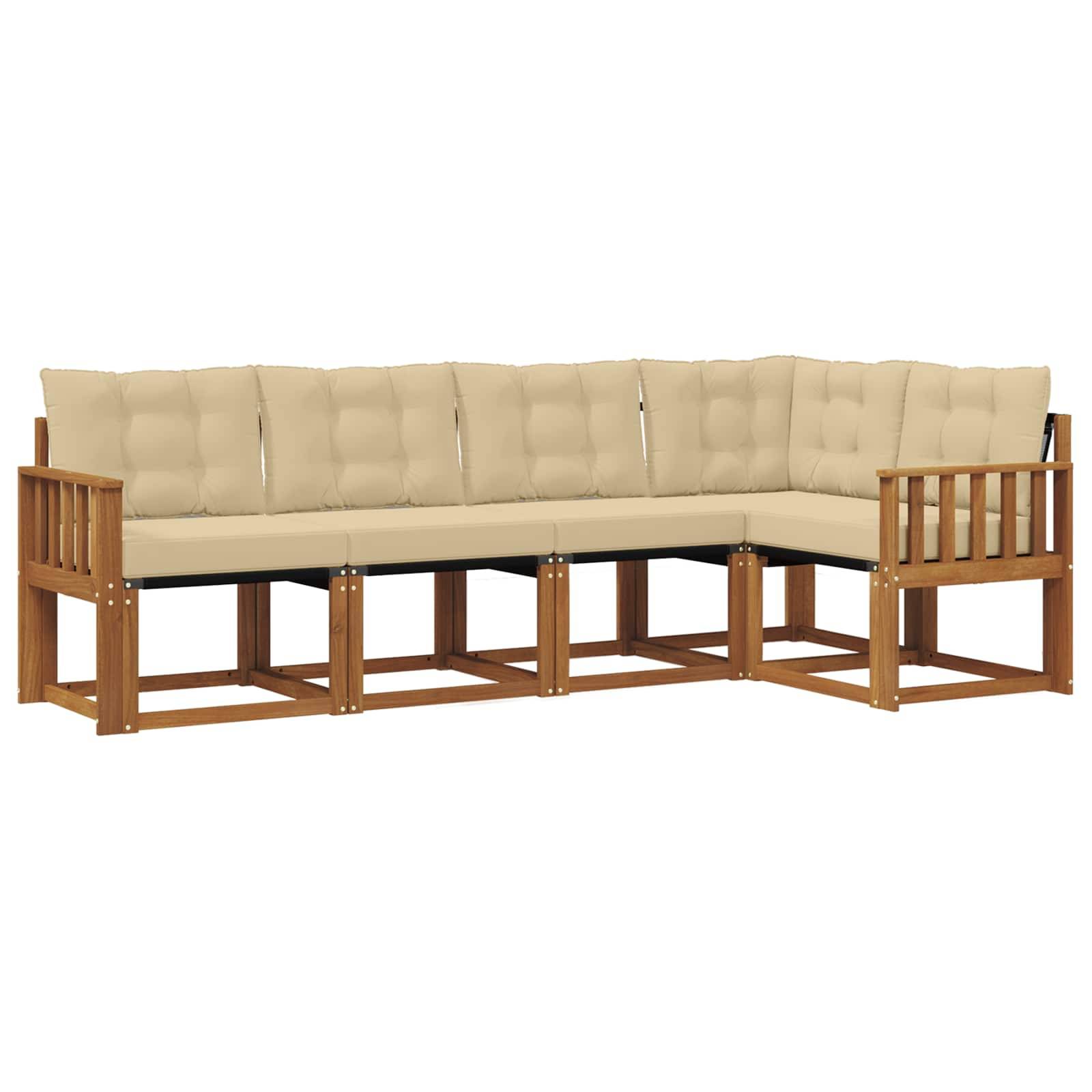 vidaXL Outdoor-Sofagarnitur mit Kissen 5 pcs Natur und Beige