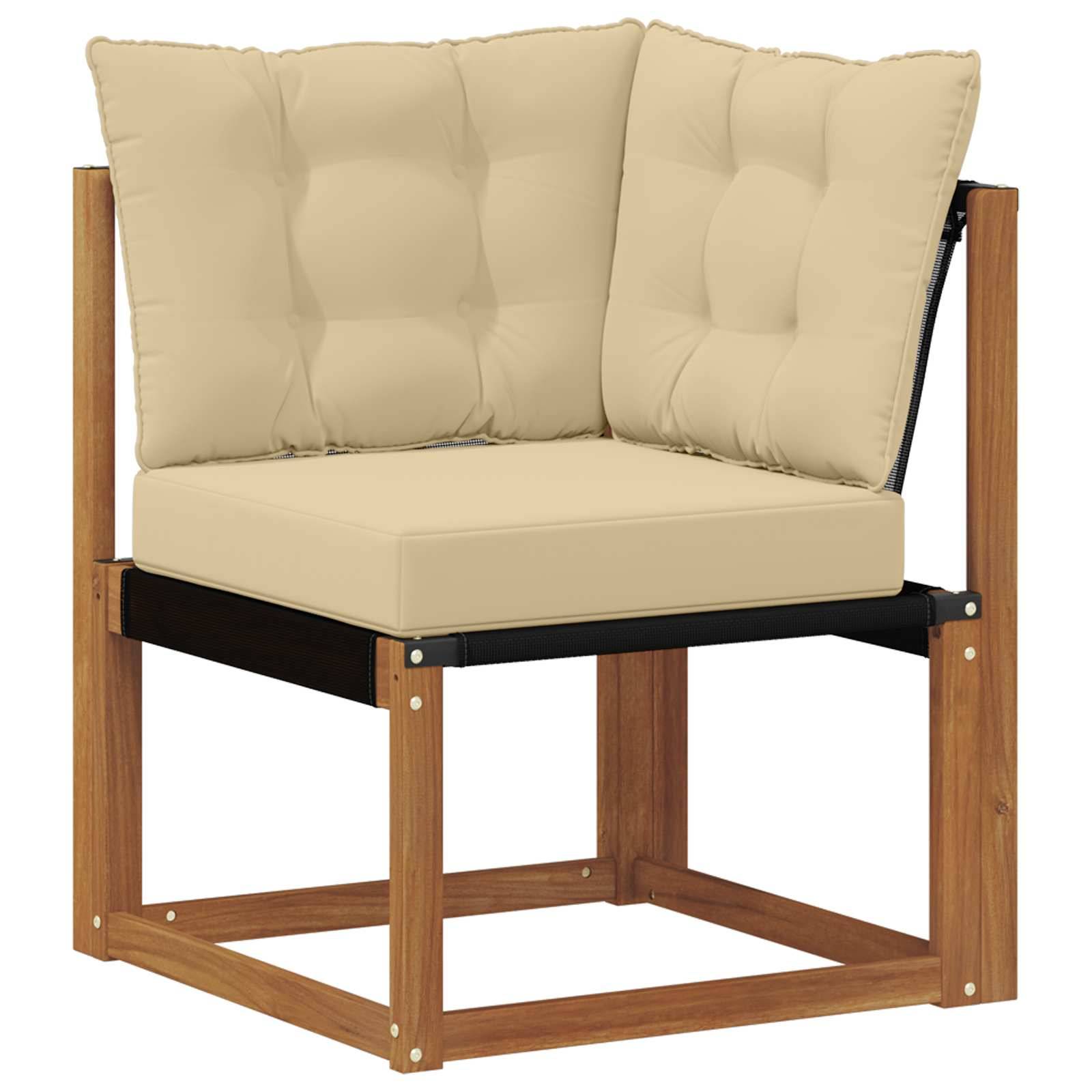 vidaXL Outdoor Ecksofa Massivholz Akazie und Textilene Stoff Natur