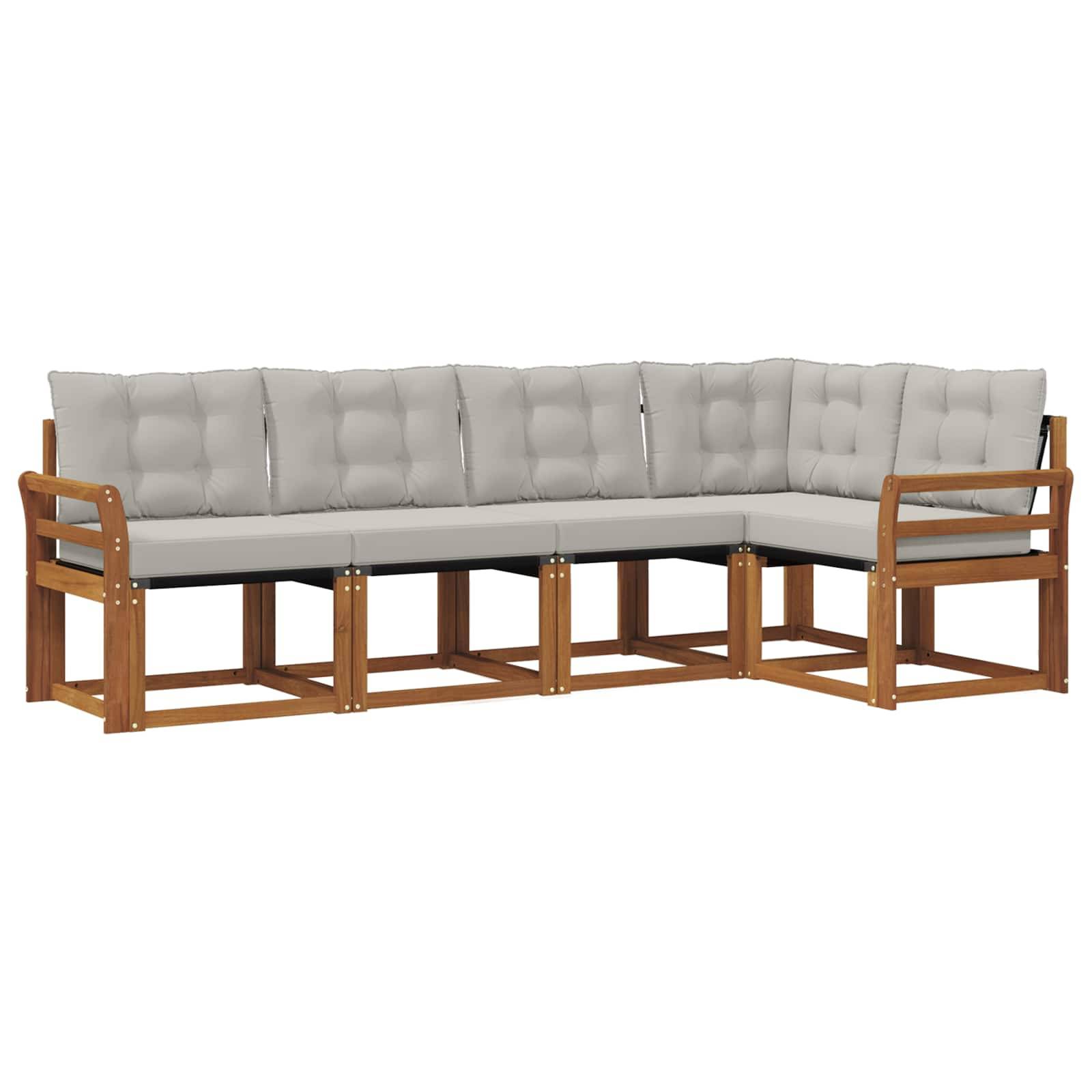 vidaXL Outdoor-Sofagarnitur mit Kissen 5 pcs Natürlich und Hellgrau