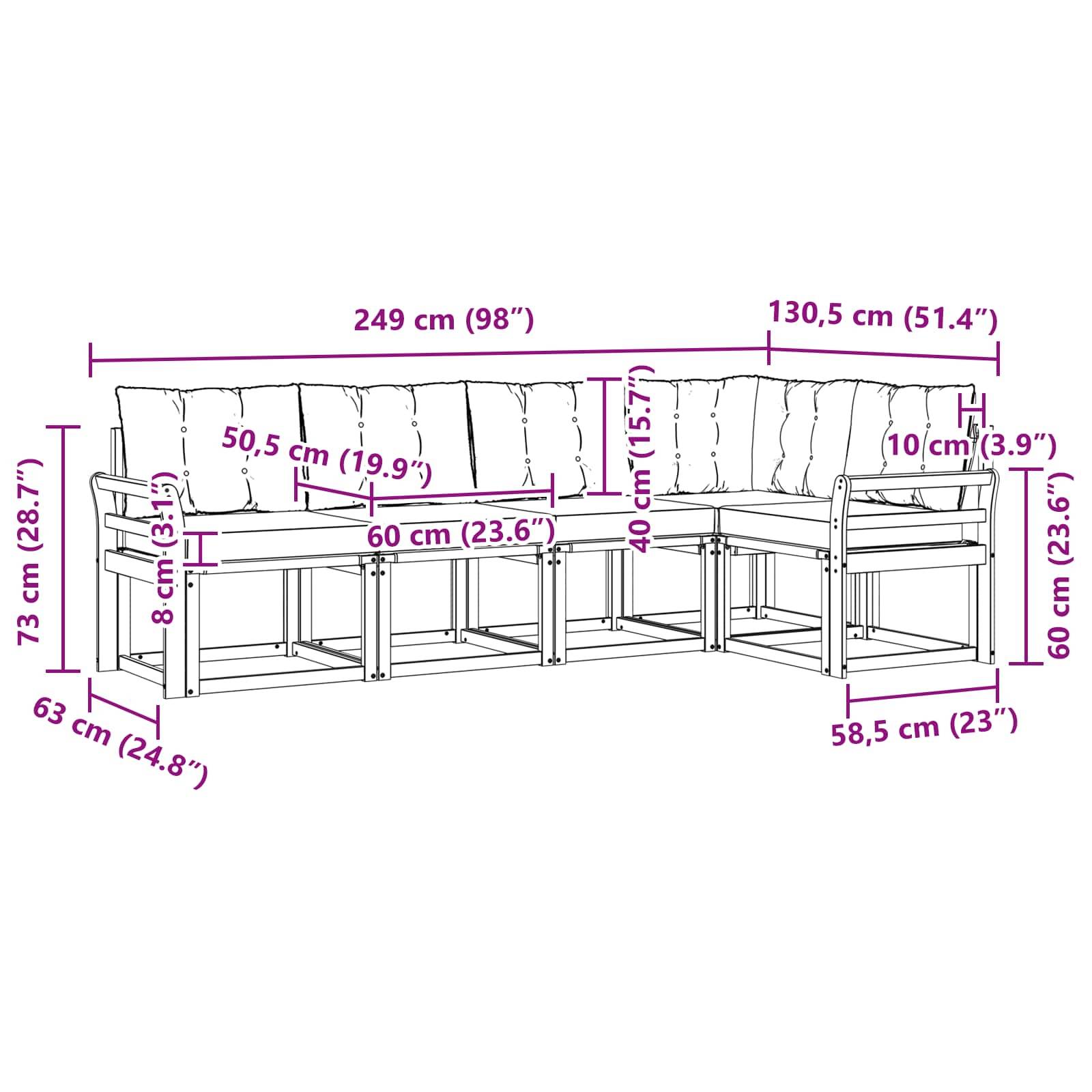 vidaXL Outdoor-Sofagarnitur mit Kissen 5 pcs Weiß und Hellgrau