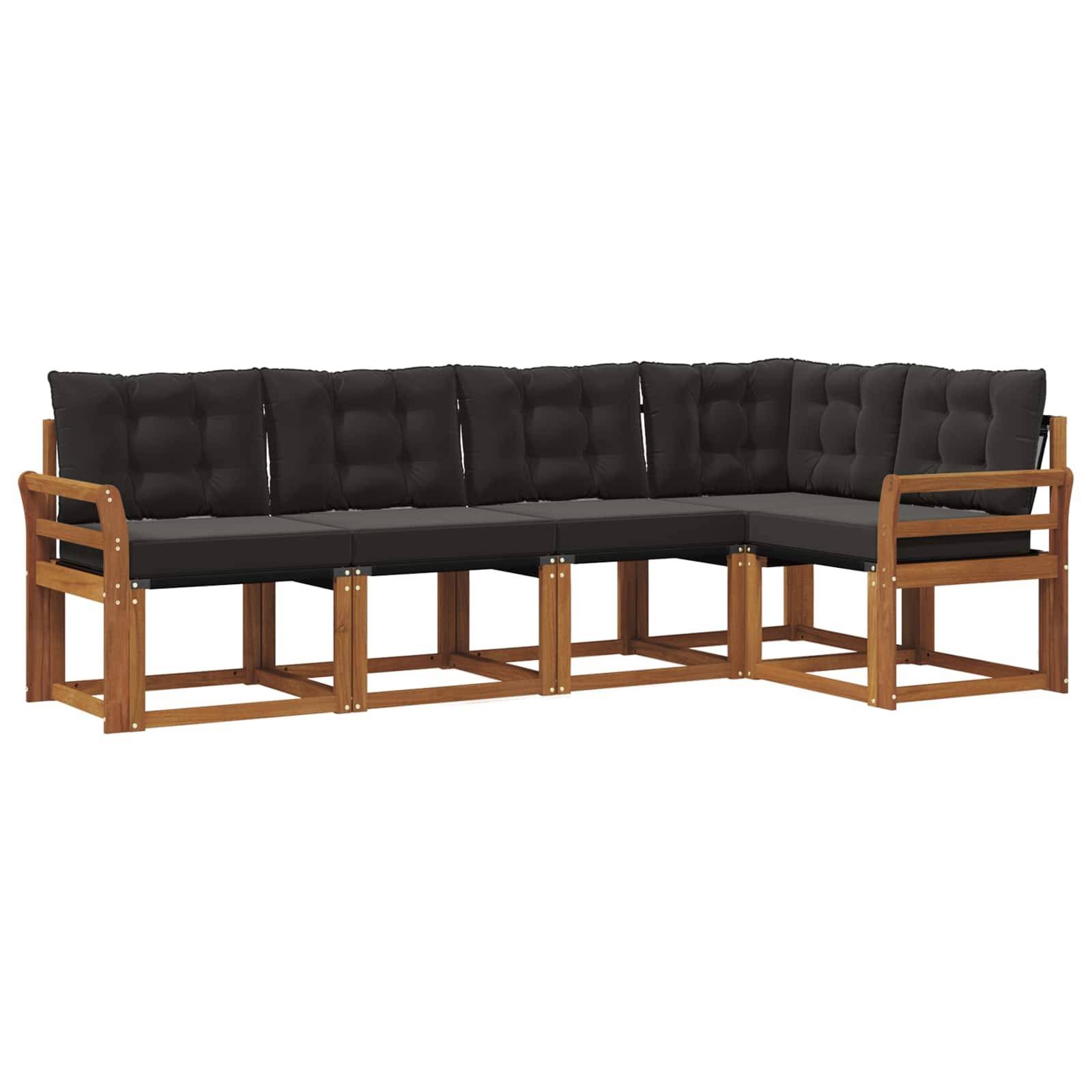 vidaXL Outdoor-Sofagarnitur mit Kissen 5 pcs Natürlich und Schwarz