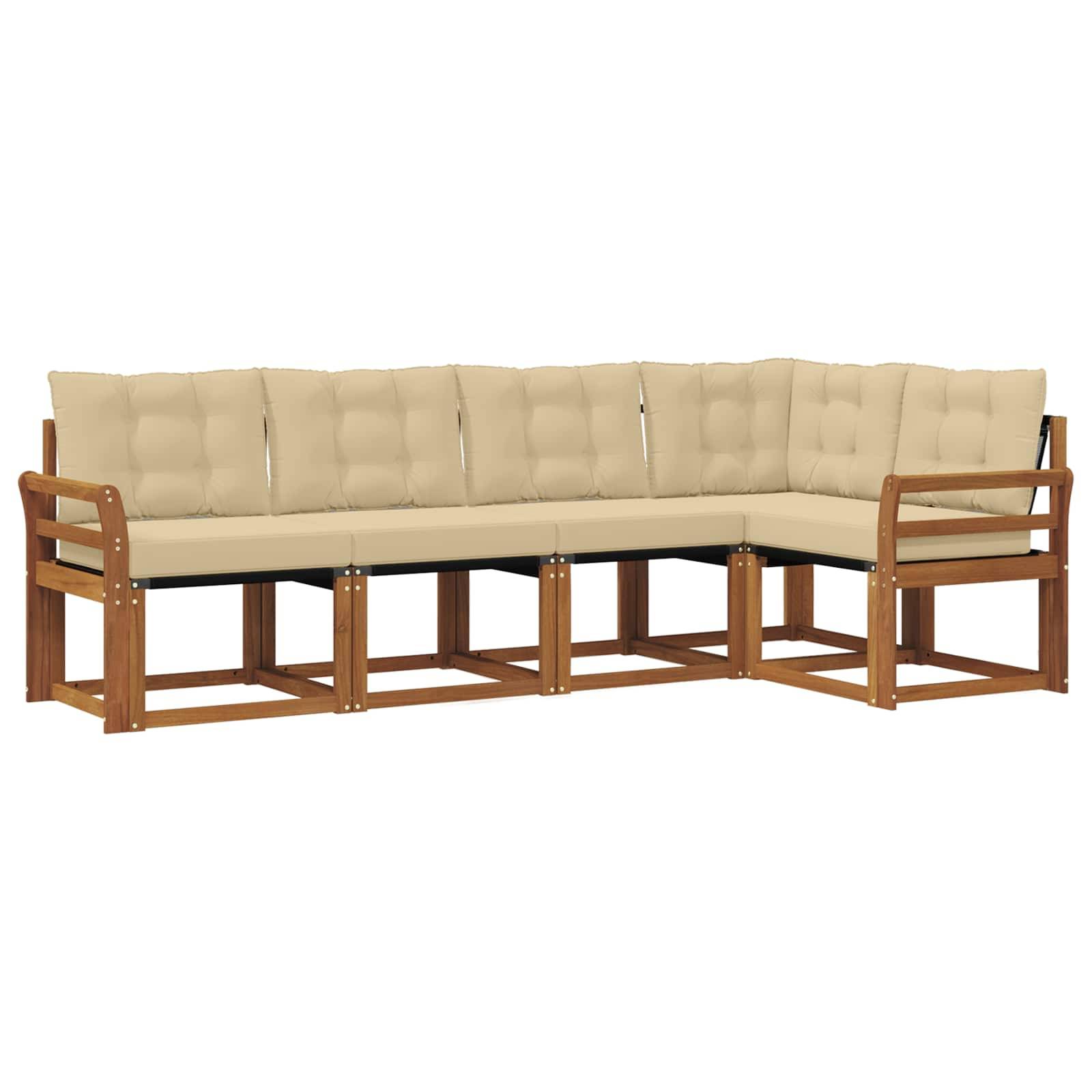 vidaXL Outdoor-Sofagarnitur mit Kissen 5 pcs Natur und Beige