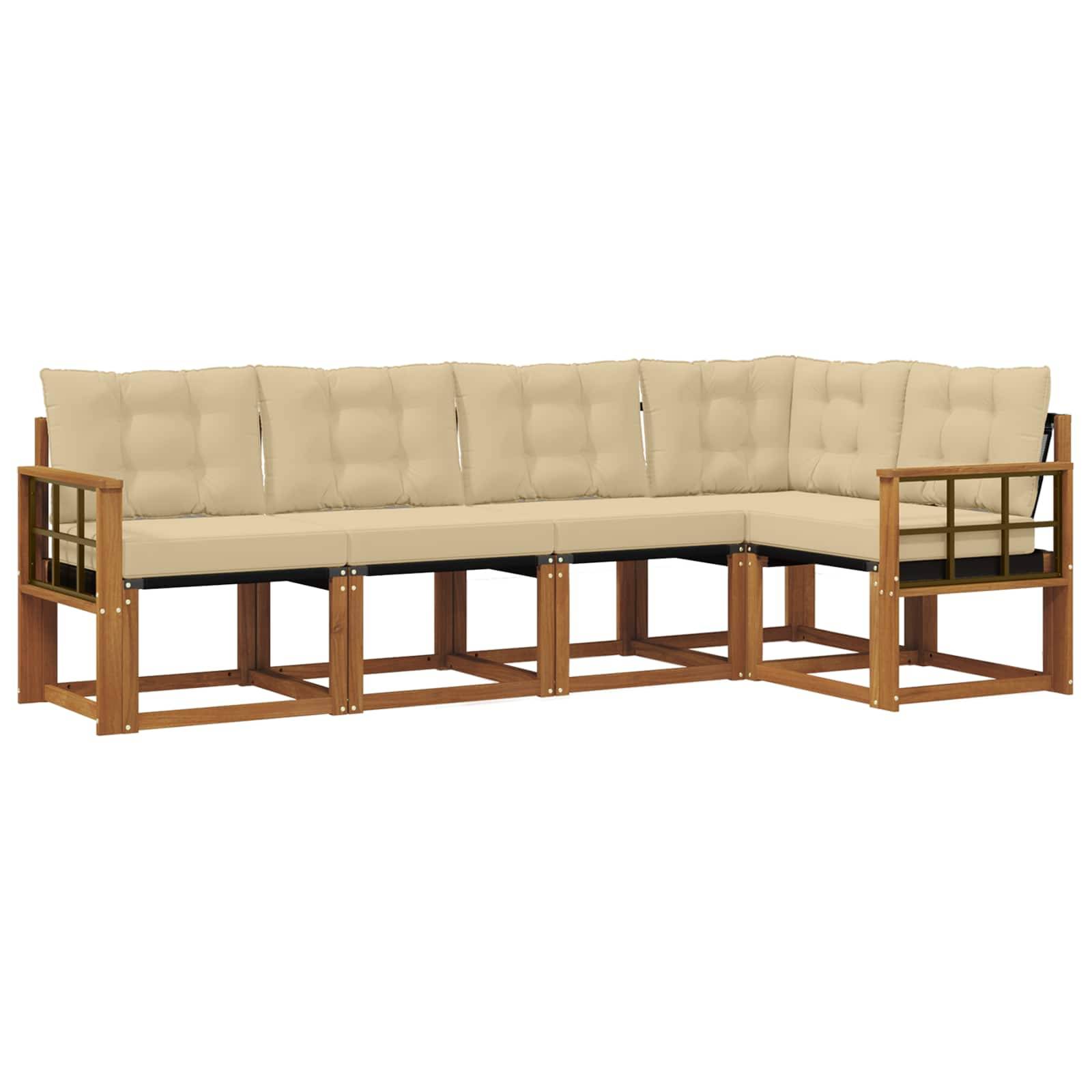 vidaXL Outdoor-Sofagarnitur mit Kissen 5 pcs Natur und Beige