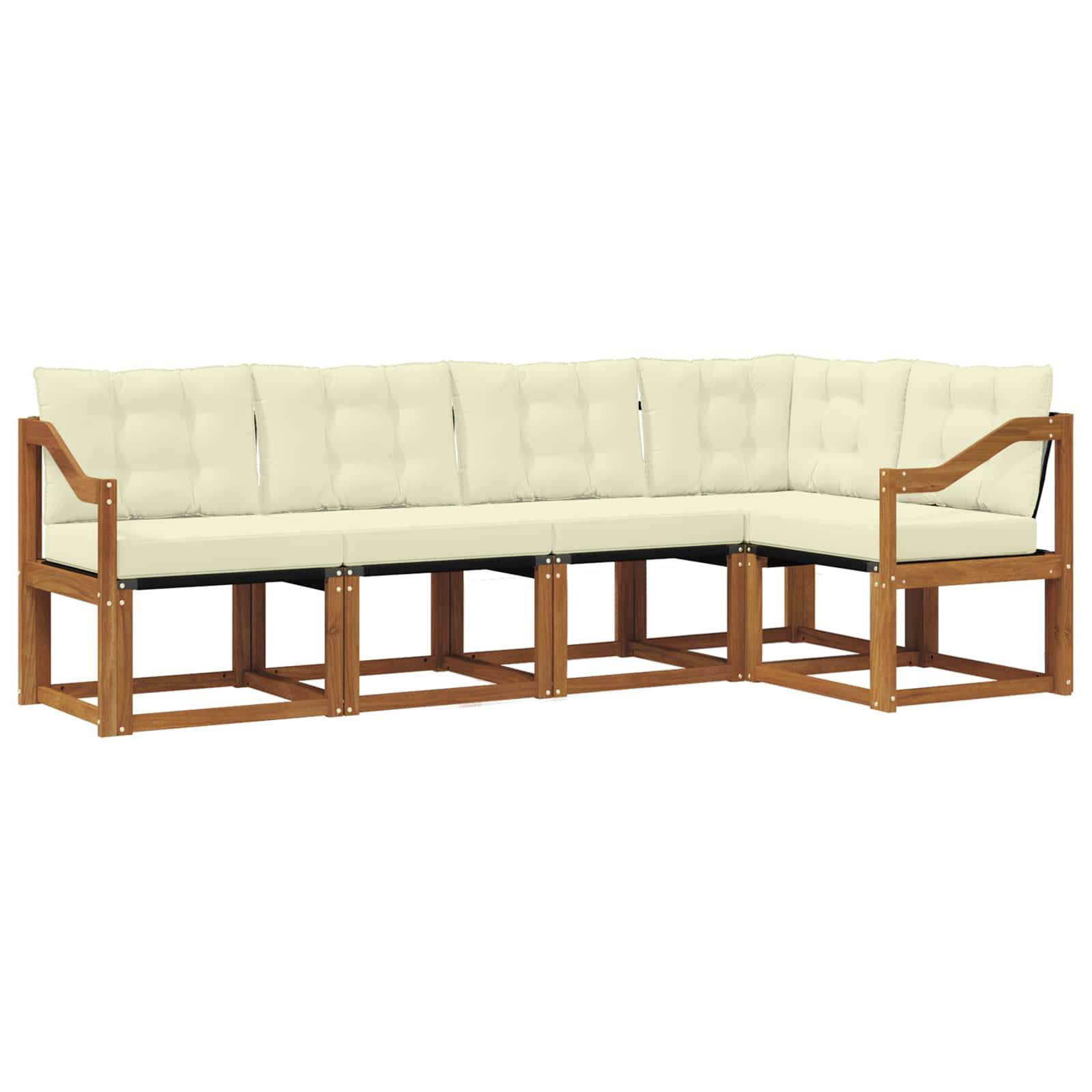 vidaXL Outdoor-Sofagarnitur mit Kissen 5 pcs Natur und Creme