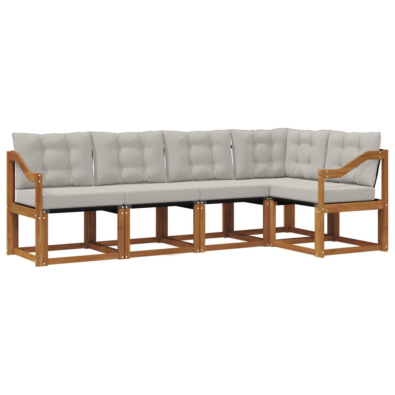 vidaXL Outdoor-Sofagarnitur mit Kissen 5 pcs Natürlich und Hellgrau