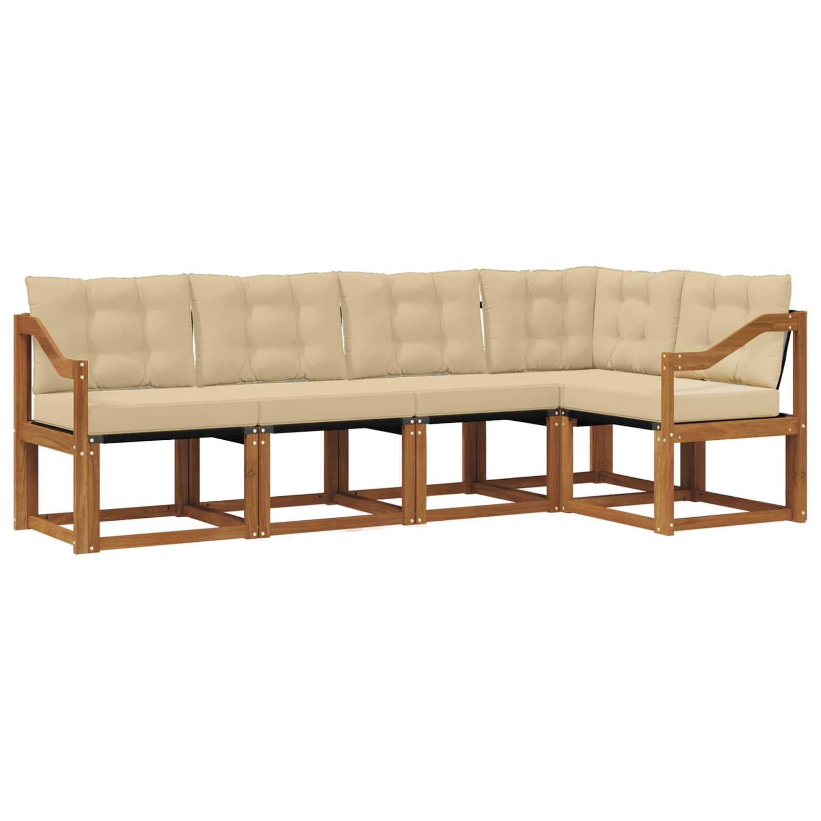 vidaXL Outdoor-Sofagarnitur mit Kissen 5 pcs Natur und Beige