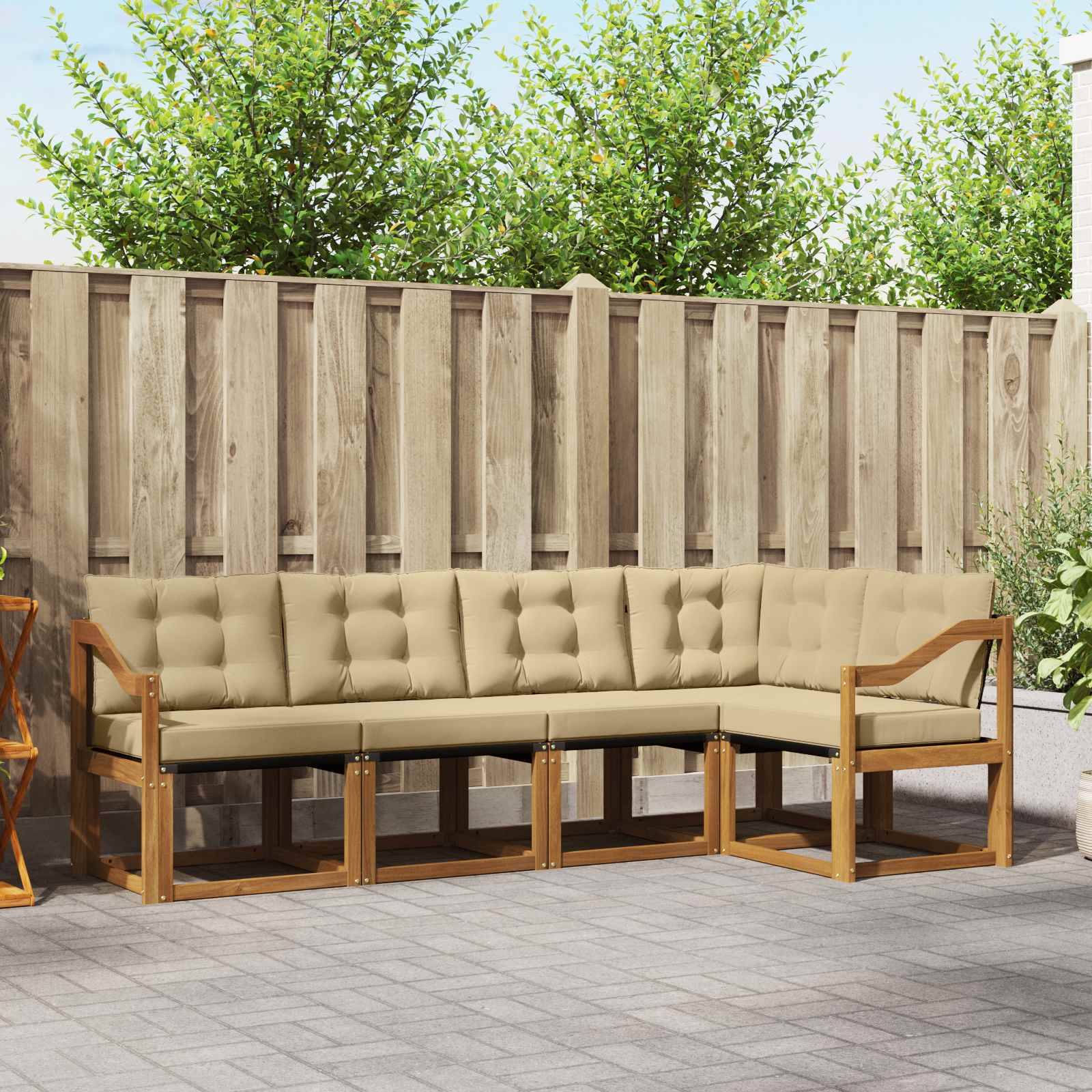 vidaXL Outdoor-Sofagarnitur mit Kissen 5 pcs Natur und Beige