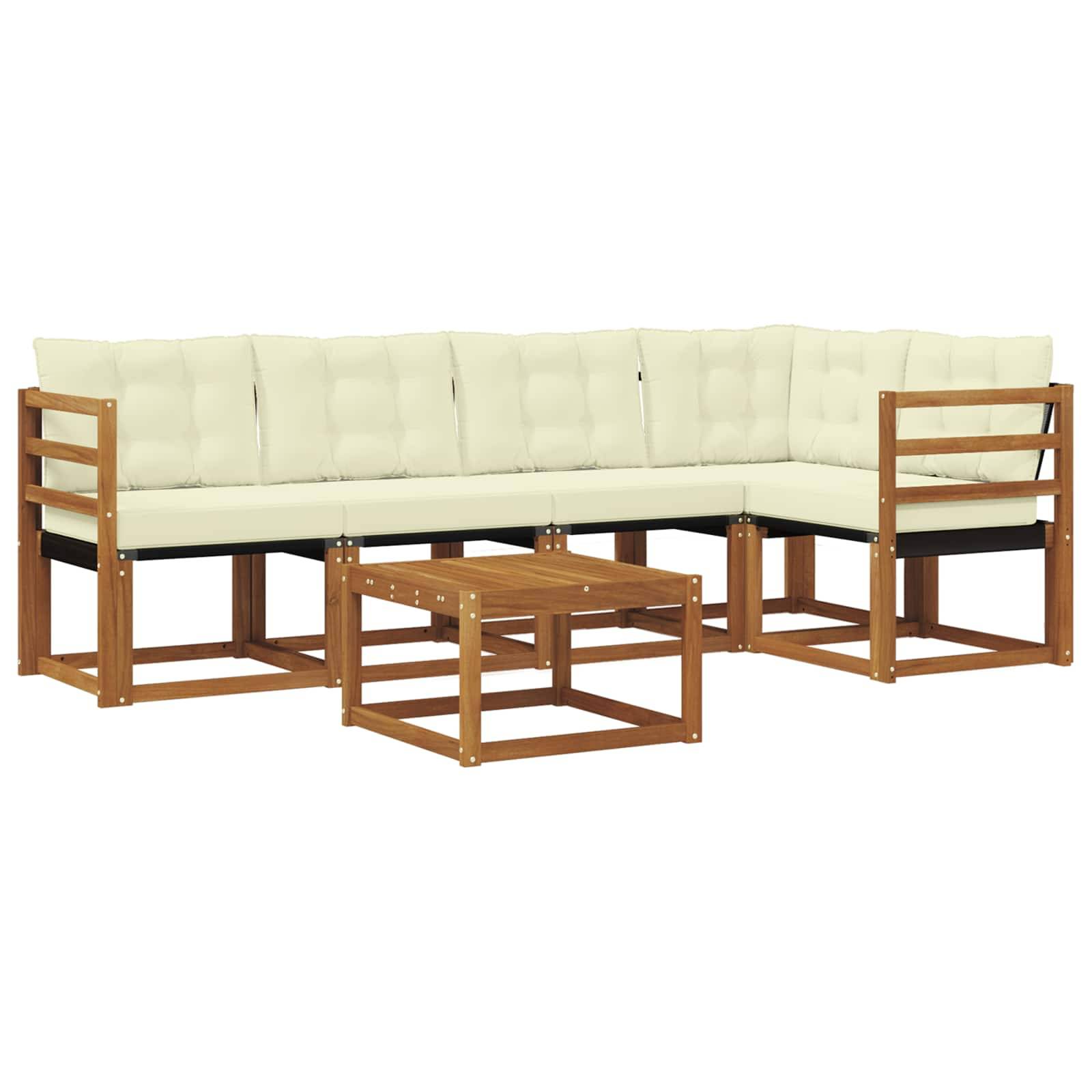 vidaXL Outdoor-Sofagarnitur mit Kissen 6 pcs Natur und Creme