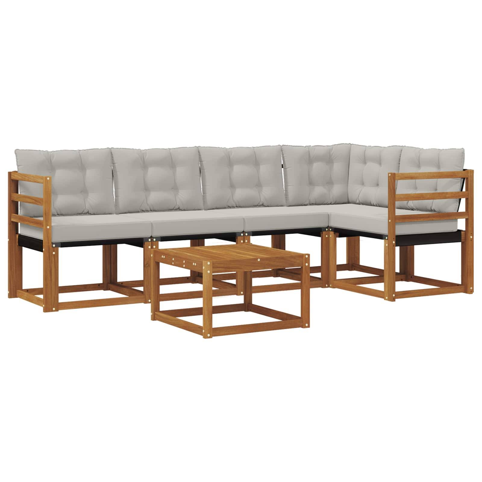 vidaXL Outdoor-Sofagarnitur mit Kissen 6 pcs Natürlich und Hellgrau