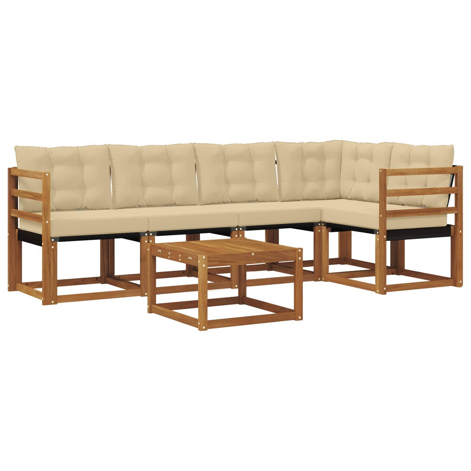 vidaXL Outdoor-Sofagarnitur mit Kissen 6 pcs Natur und Beige