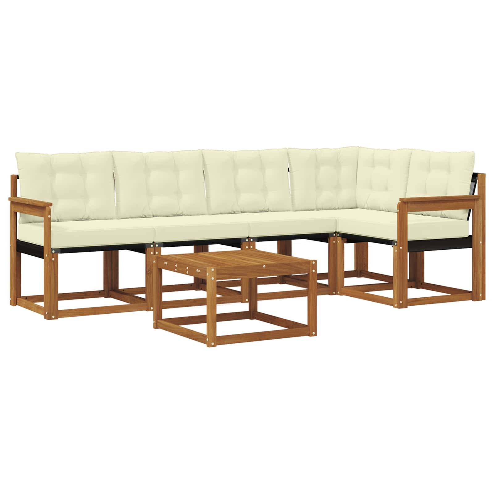 vidaXL Outdoor-Sofagarnitur mit Kissen 6 pcs Natur und Creme