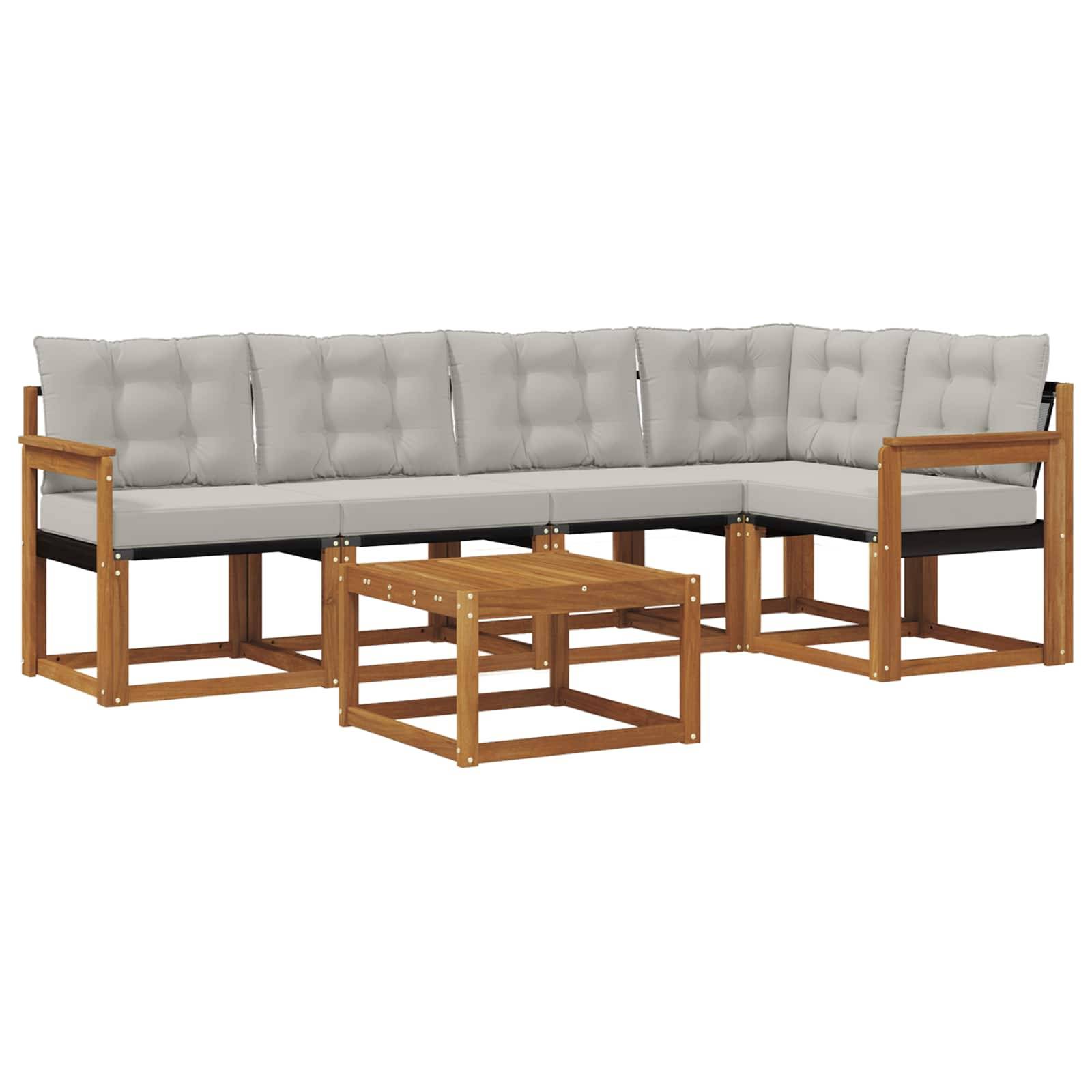 vidaXL Outdoor-Sofagarnitur mit Kissen 6 pcs Natürlich und Hellgrau