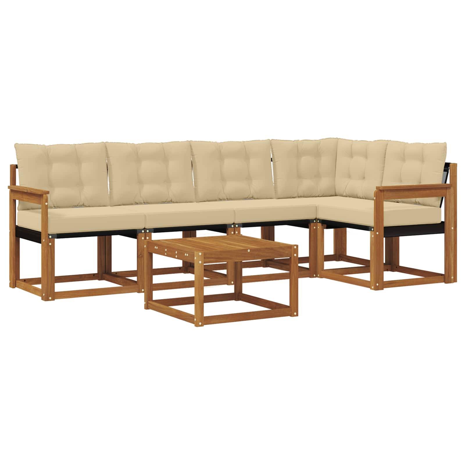 vidaXL Outdoor-Sofagarnitur mit Kissen 6 pcs Natur und Beige