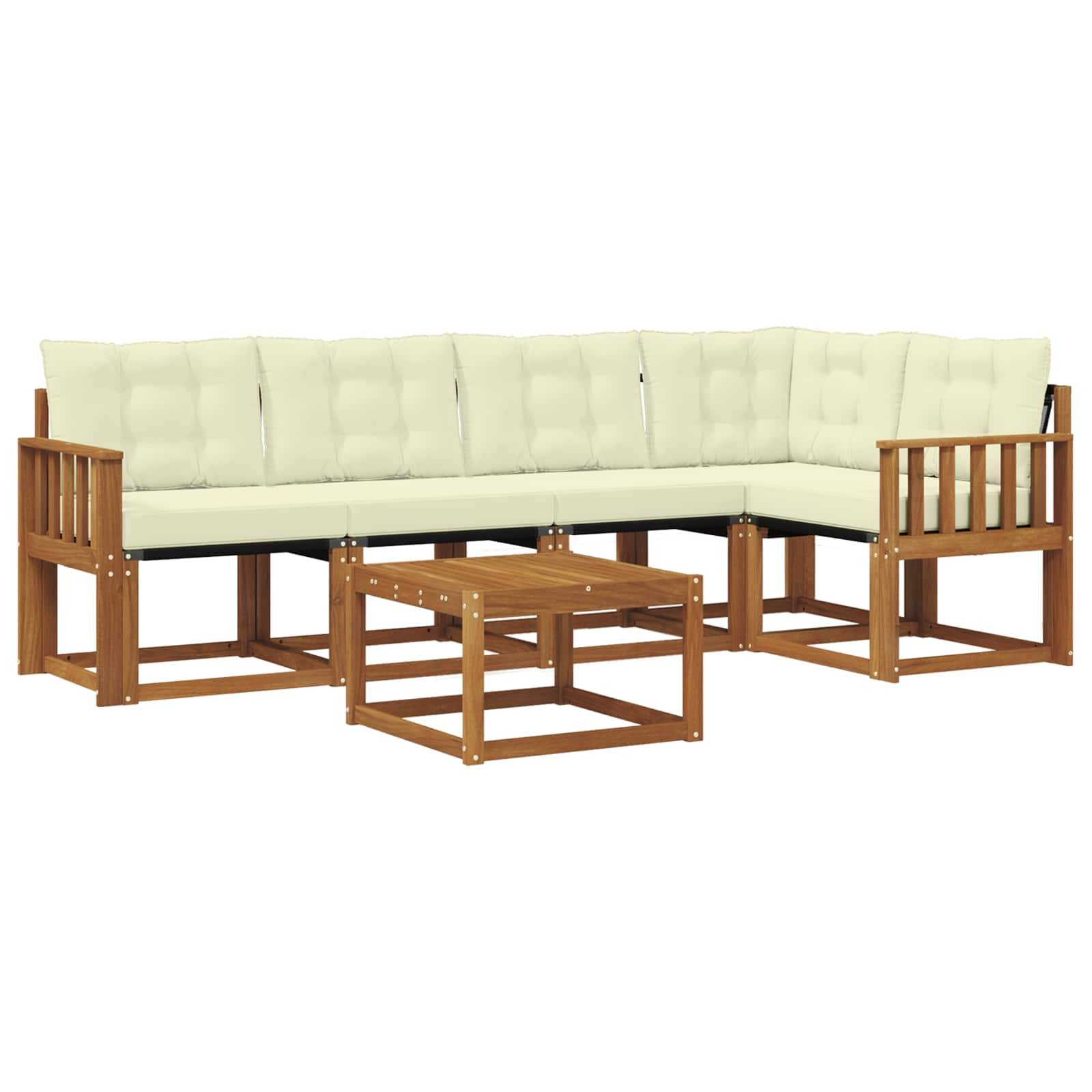 vidaXL Outdoor-Sofagarnitur mit Kissen 6 pcs Natur und Creme