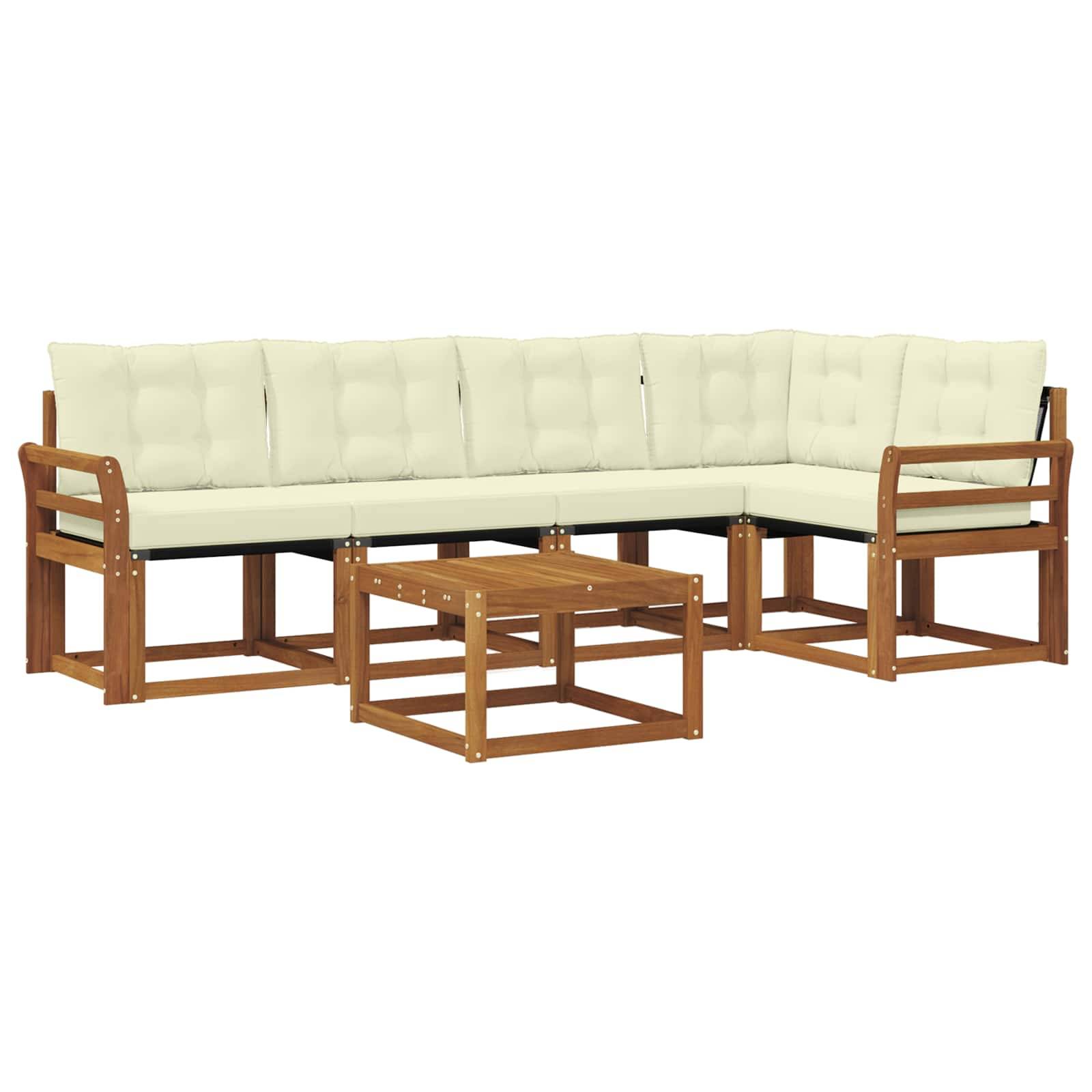 vidaXL Outdoor-Sofagarnitur mit Kissen 6 pcs Natur und Creme