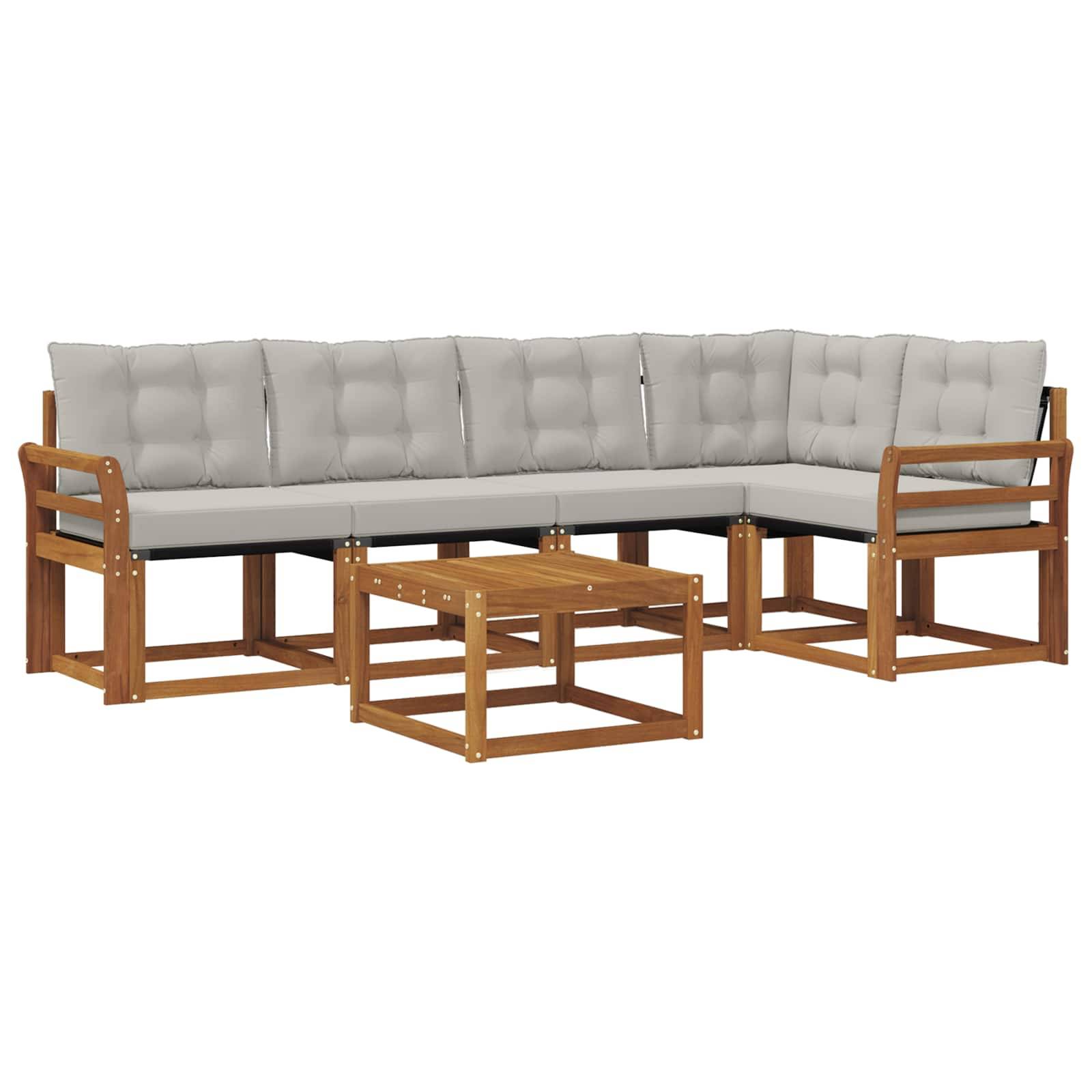 vidaXL Outdoor-Sofagarnitur mit Kissen 6 pcs Natürlich und Hellgrau