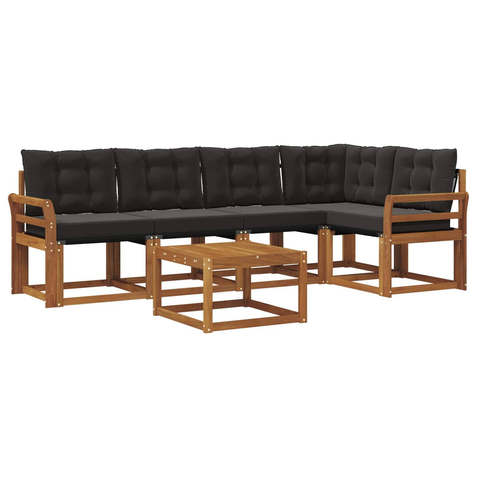 vidaXL Outdoor-Sofagarnitur mit Kissen 6 pcs Natürlich und Schwarz