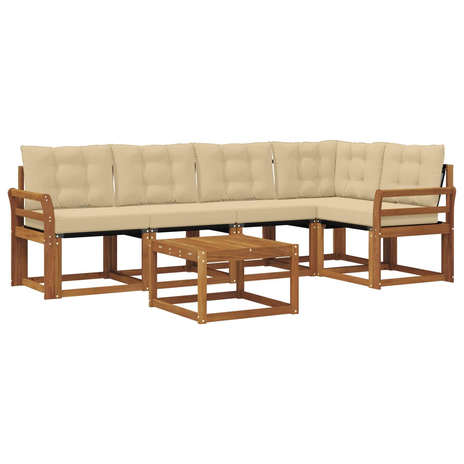 vidaXL Outdoor-Sofagarnitur mit Kissen 6 pcs Natur und Beige