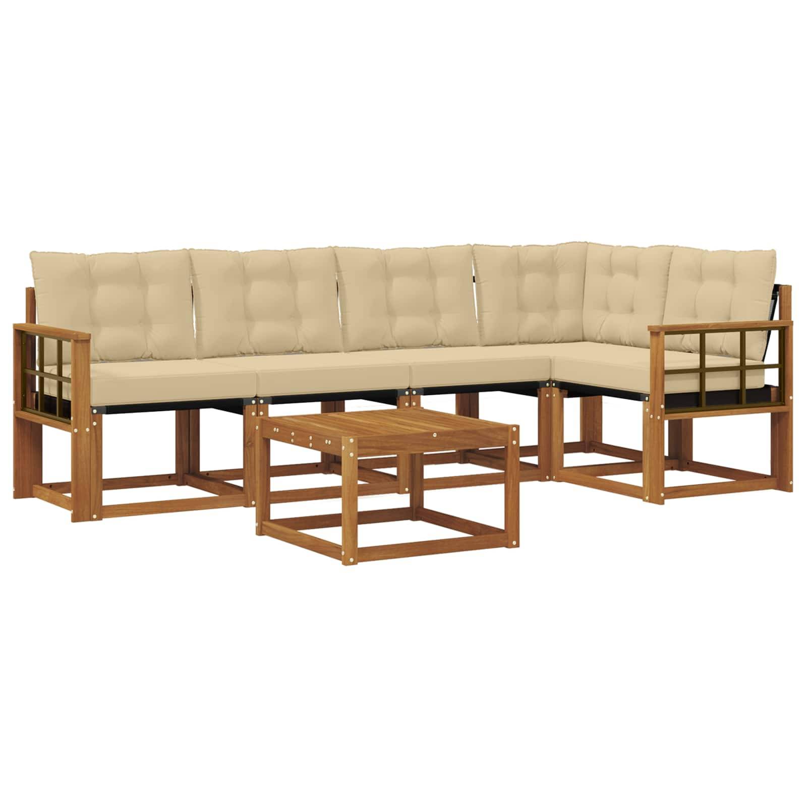 vidaXL Outdoor-Sofagarnitur mit Kissen 6 pcs Natur und Beige