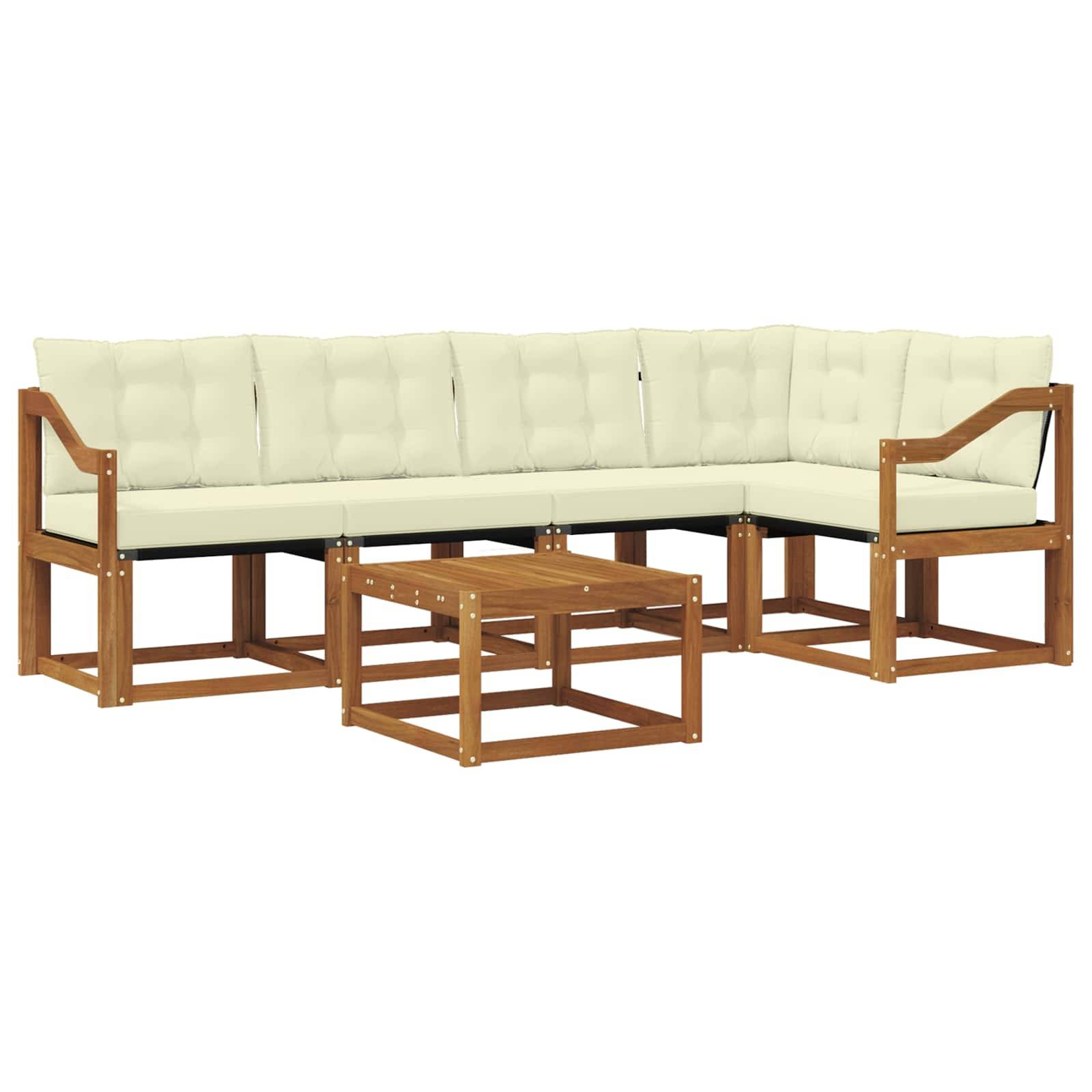 vidaXL Outdoor-Sofagarnitur mit Kissen 6 pcs Natur und Creme
