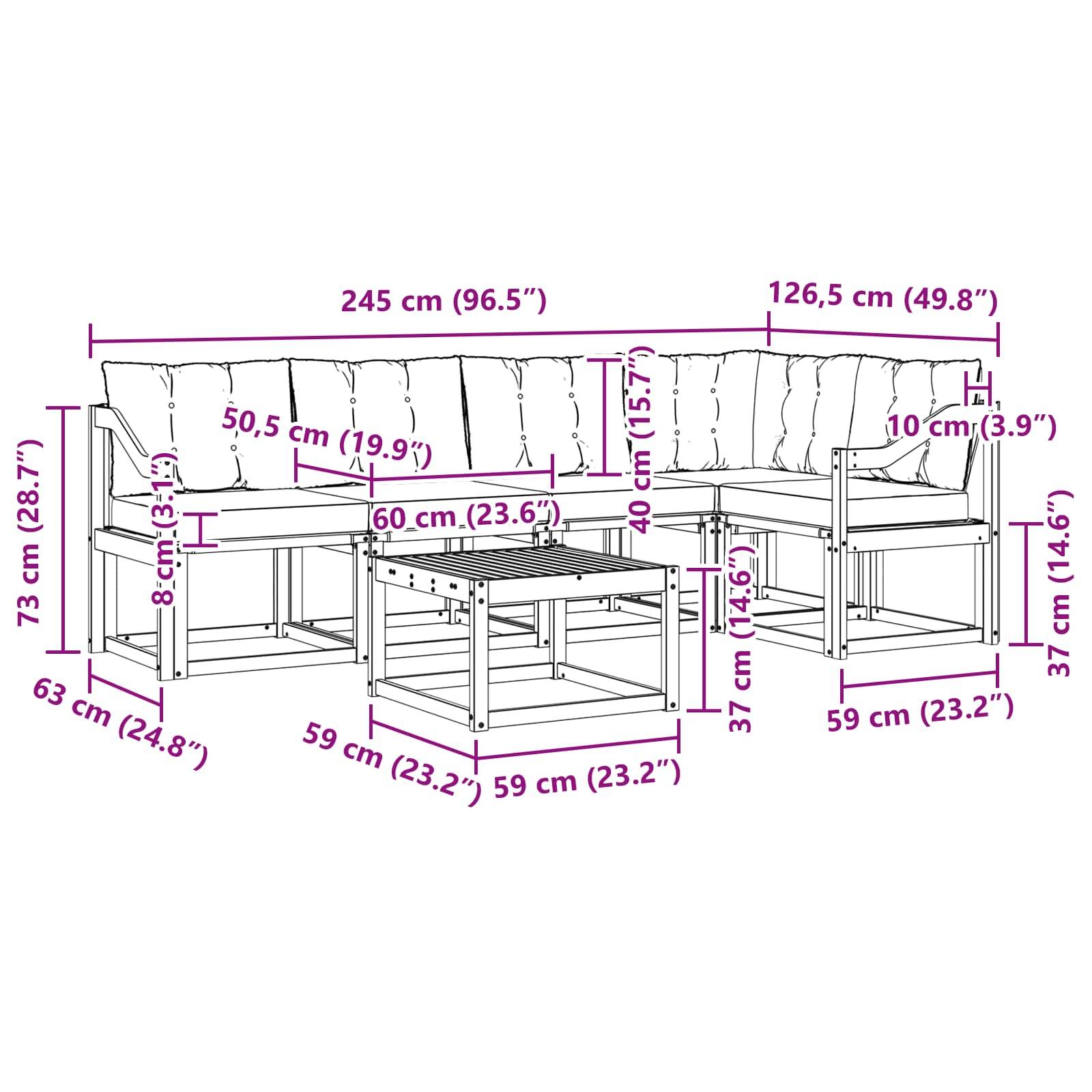 vidaXL Outdoor-Sofagarnitur mit Kissen 6 pcs Weiß und Beige