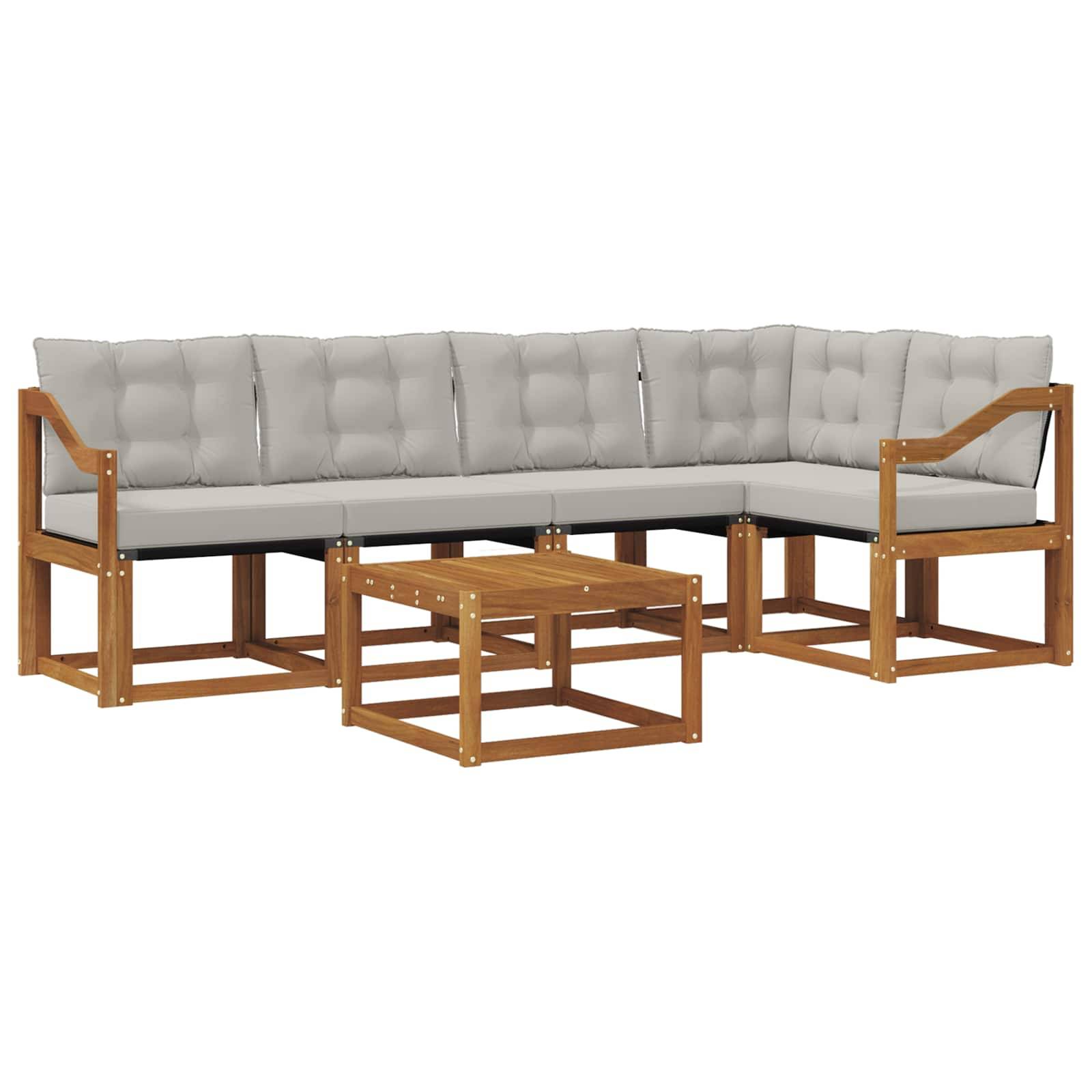 vidaXL Outdoor-Sofagarnitur mit Kissen 6 pcs Natürlich und Hellgrau