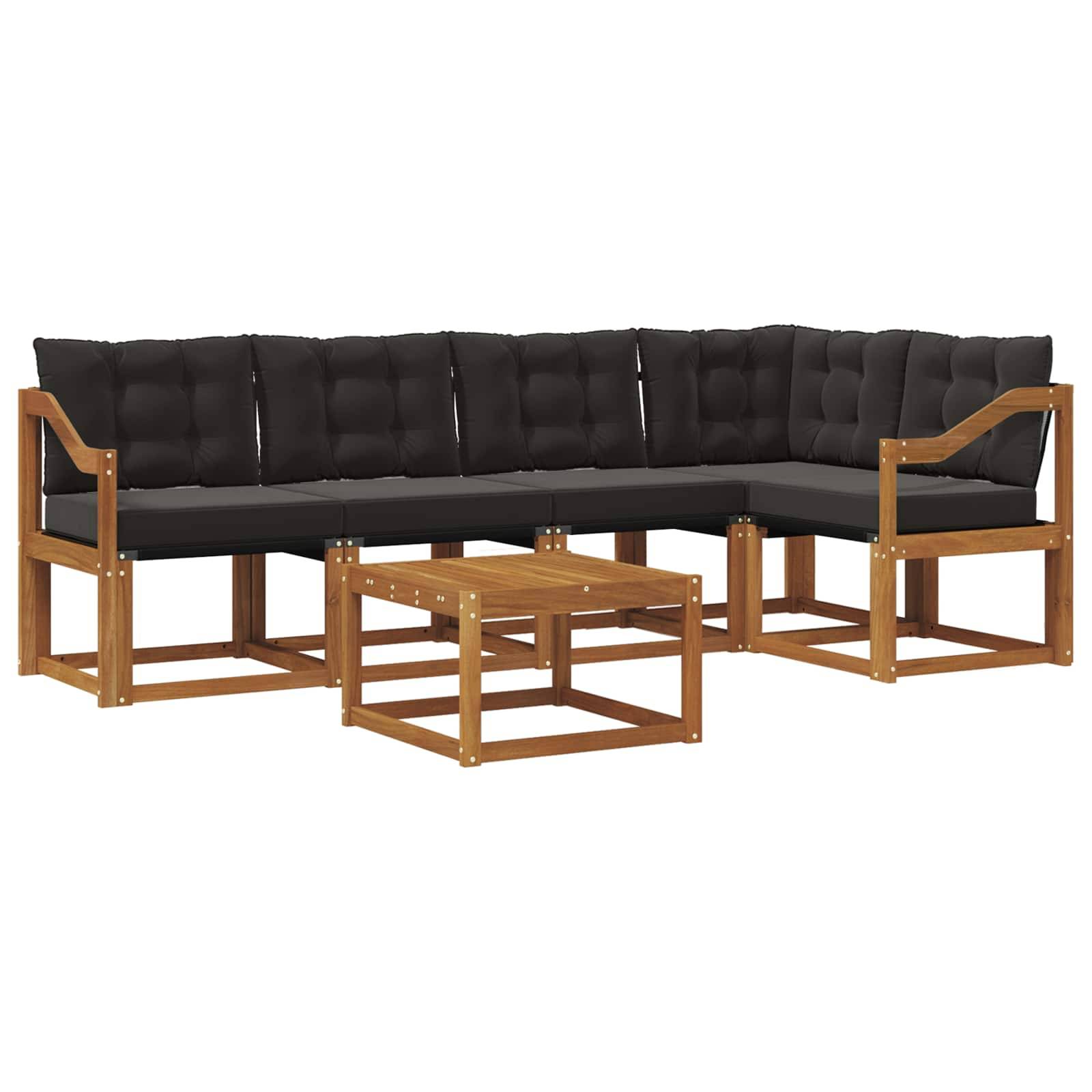 vidaXL Outdoor-Sofagarnitur mit Kissen 6 pcs Natürlich und Schwarz