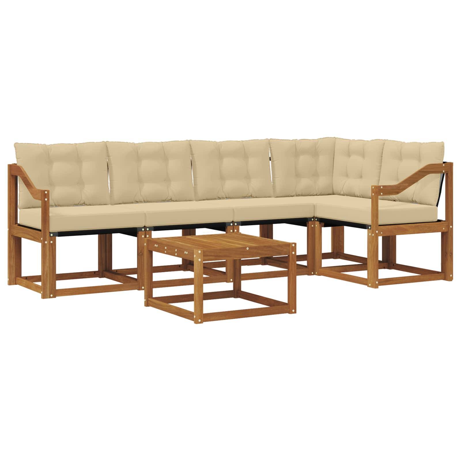 vidaXL Outdoor-Sofagarnitur mit Kissen 6 pcs Natur und Beige