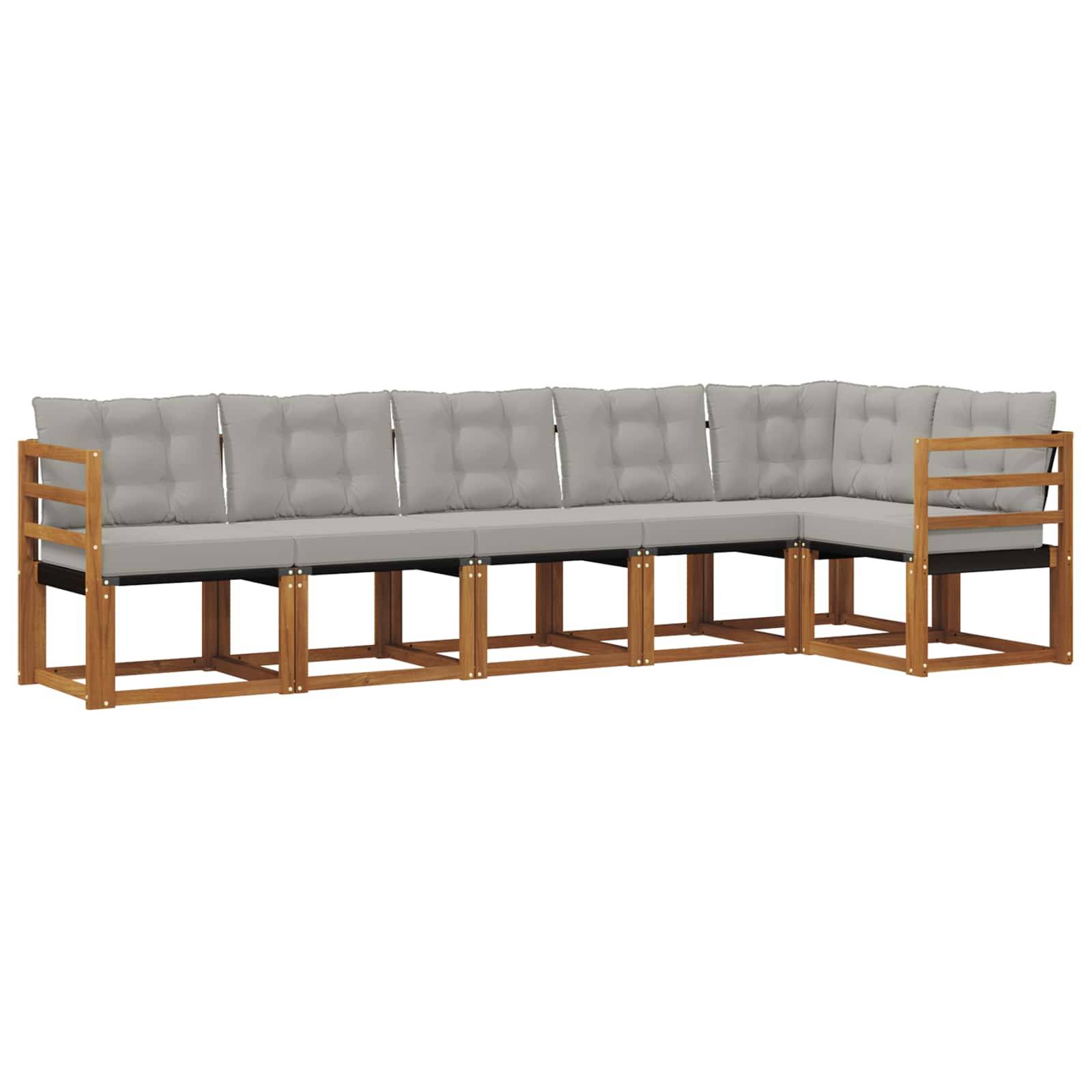 vidaXL Outdoor-Sofagarnitur mit Kissen 6 pcs Natürlich und Hellgrau