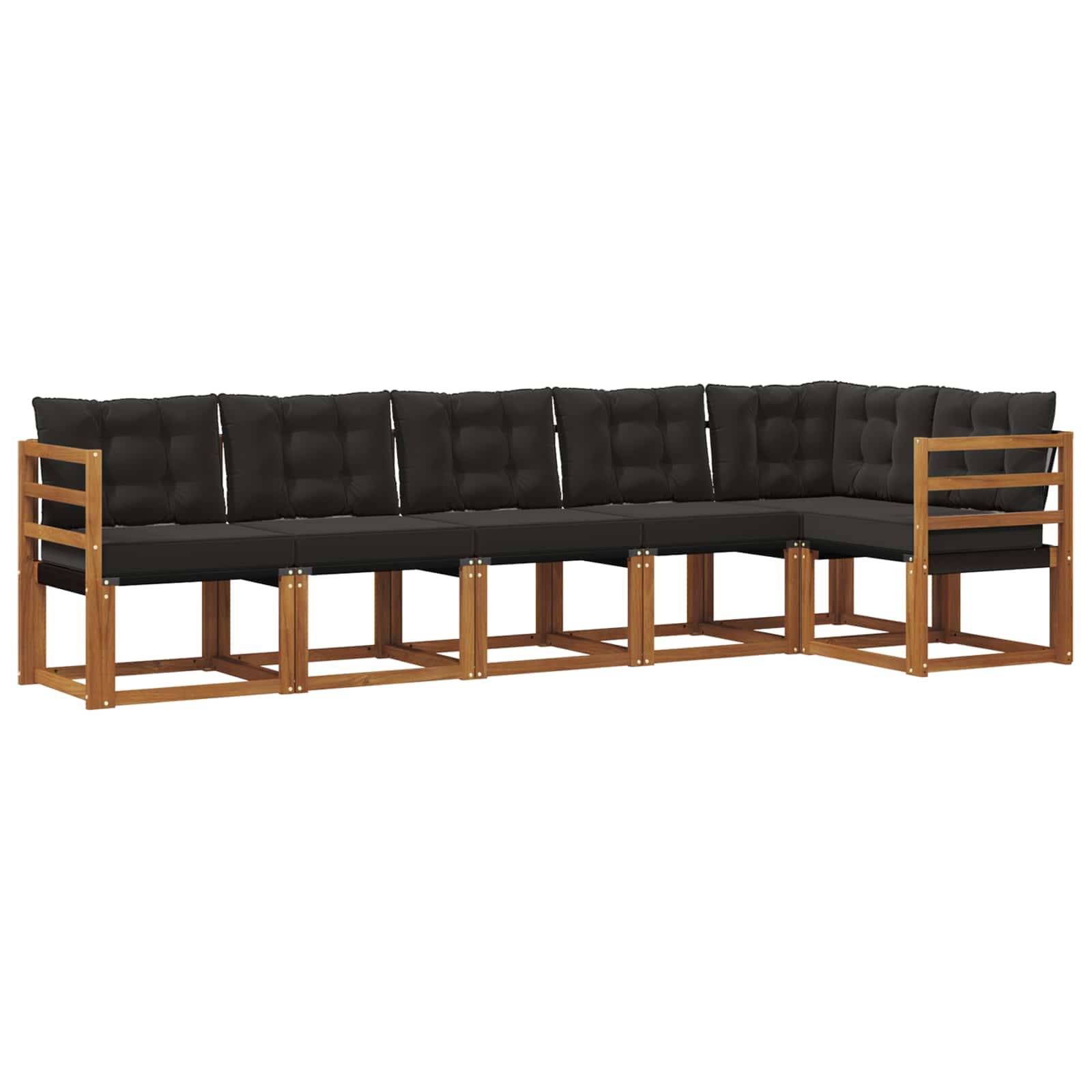 vidaXL Outdoor-Sofagarnitur mit Kissen 6 pcs Natürlich und Schwarz