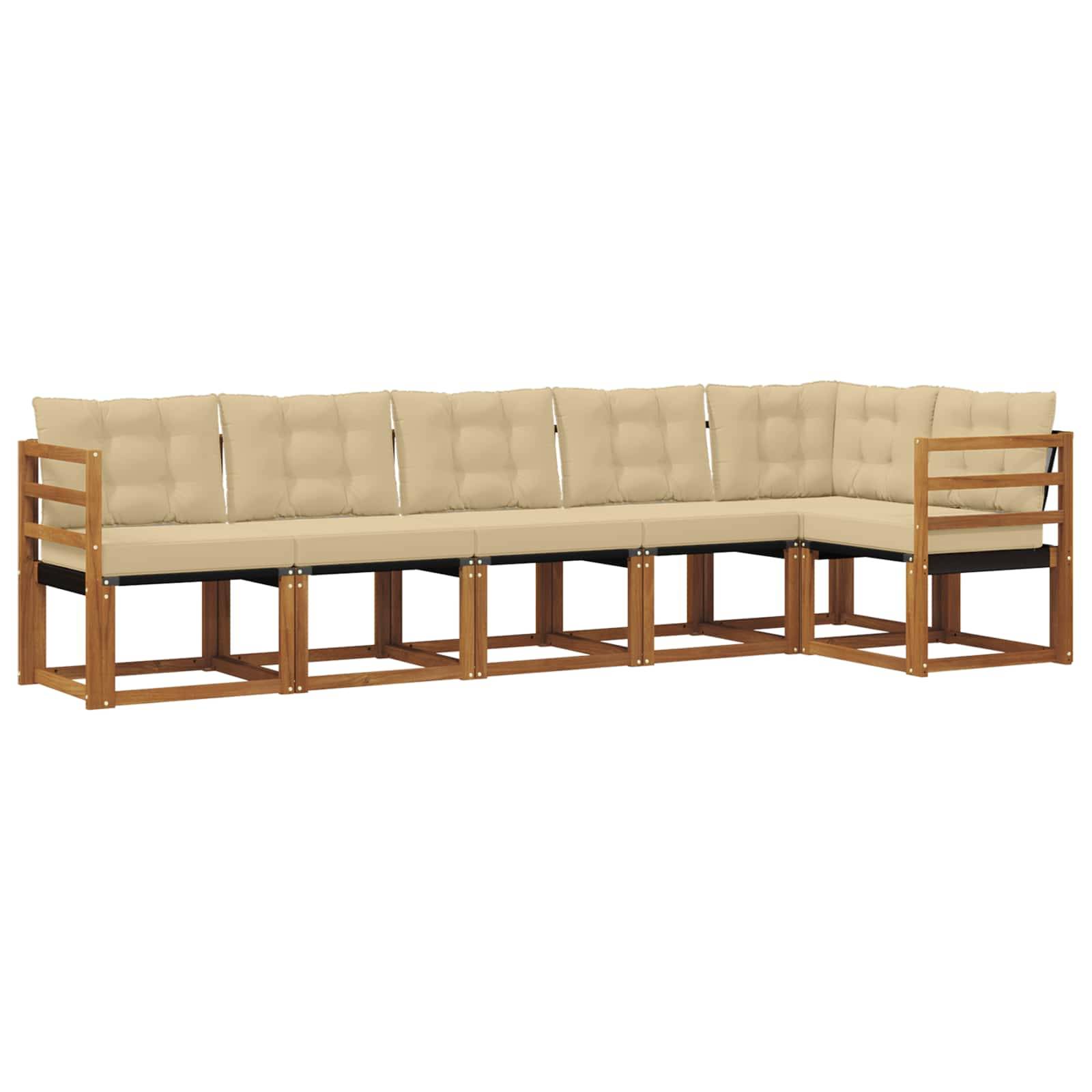 vidaXL Outdoor-Sofagarnitur mit Kissen 6 pcs Natur und Beige