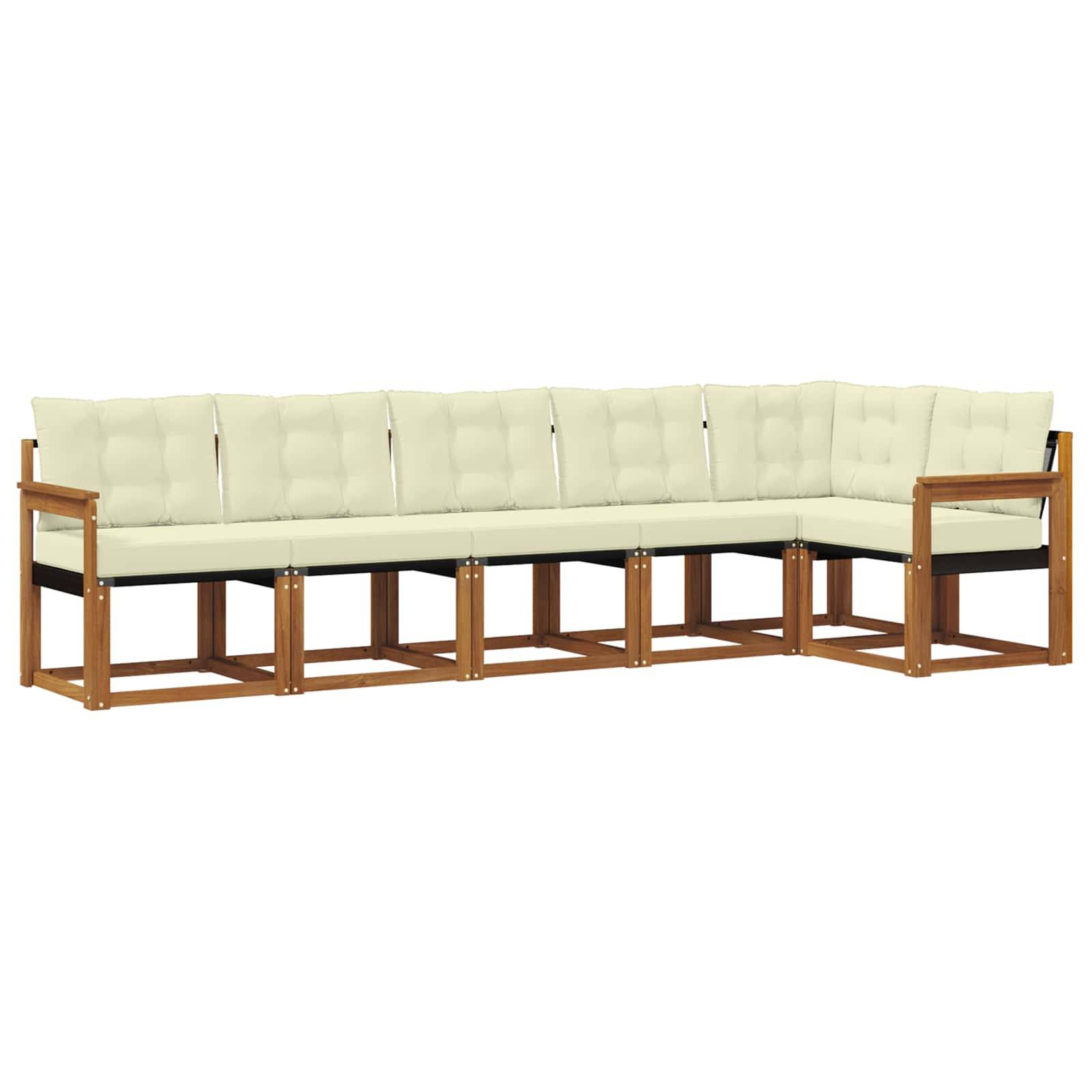 vidaXL Outdoor-Sofagarnitur mit Kissen 6 pcs Natur und Creme