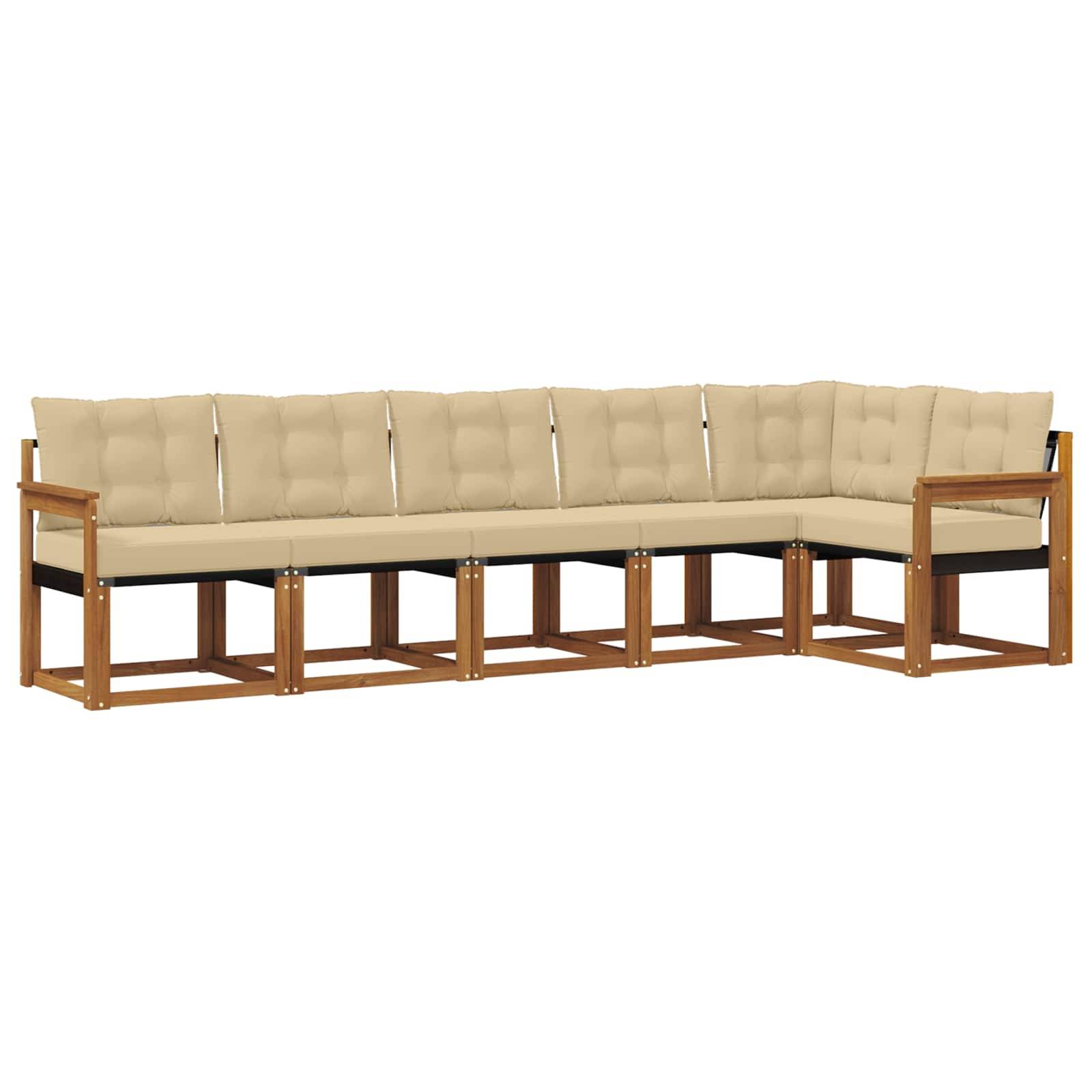 vidaXL Outdoor-Sofagarnitur mit Kissen 6 pcs Natur und Beige