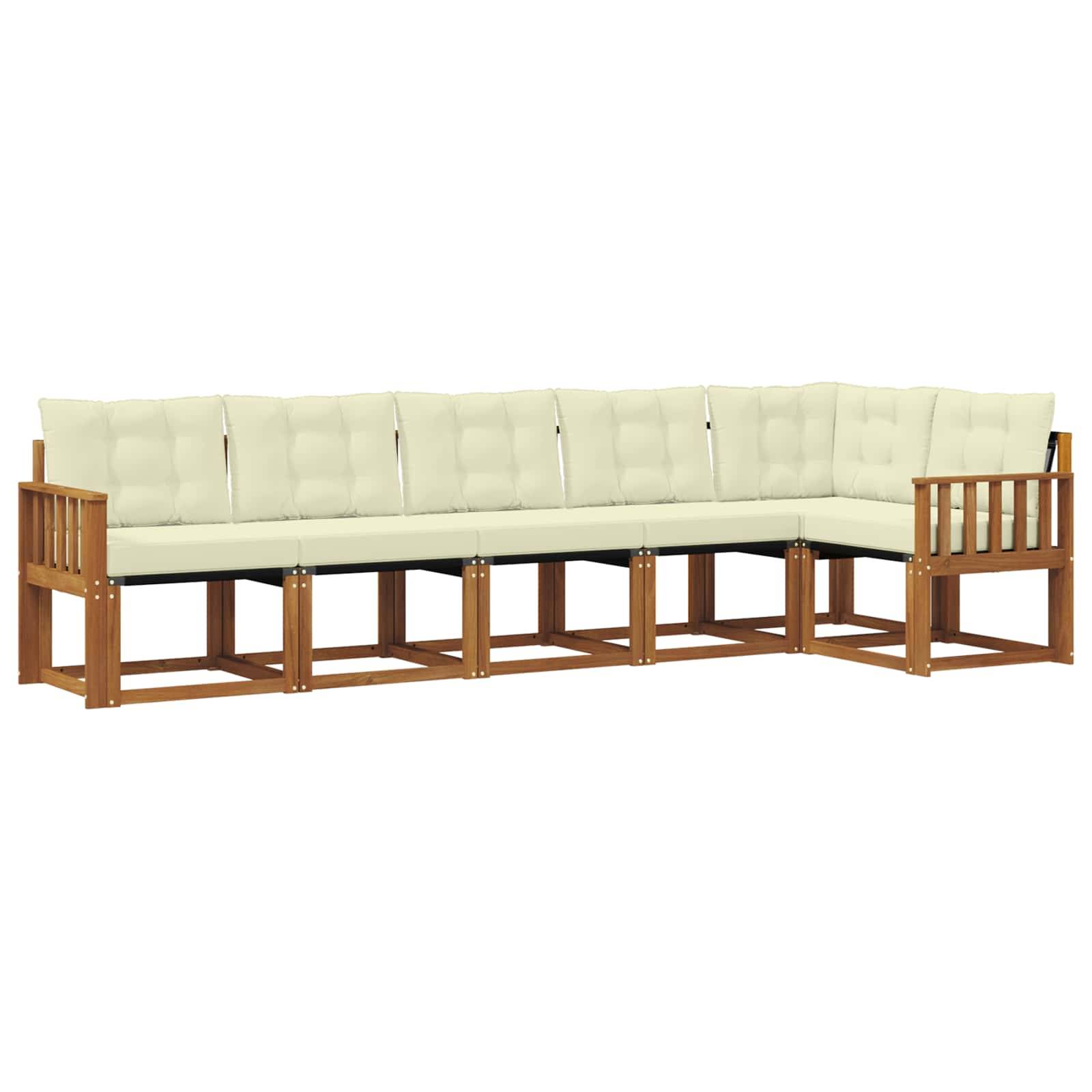 vidaXL Outdoor-Sofagarnitur mit Kissen 6 pcs Natur und Creme