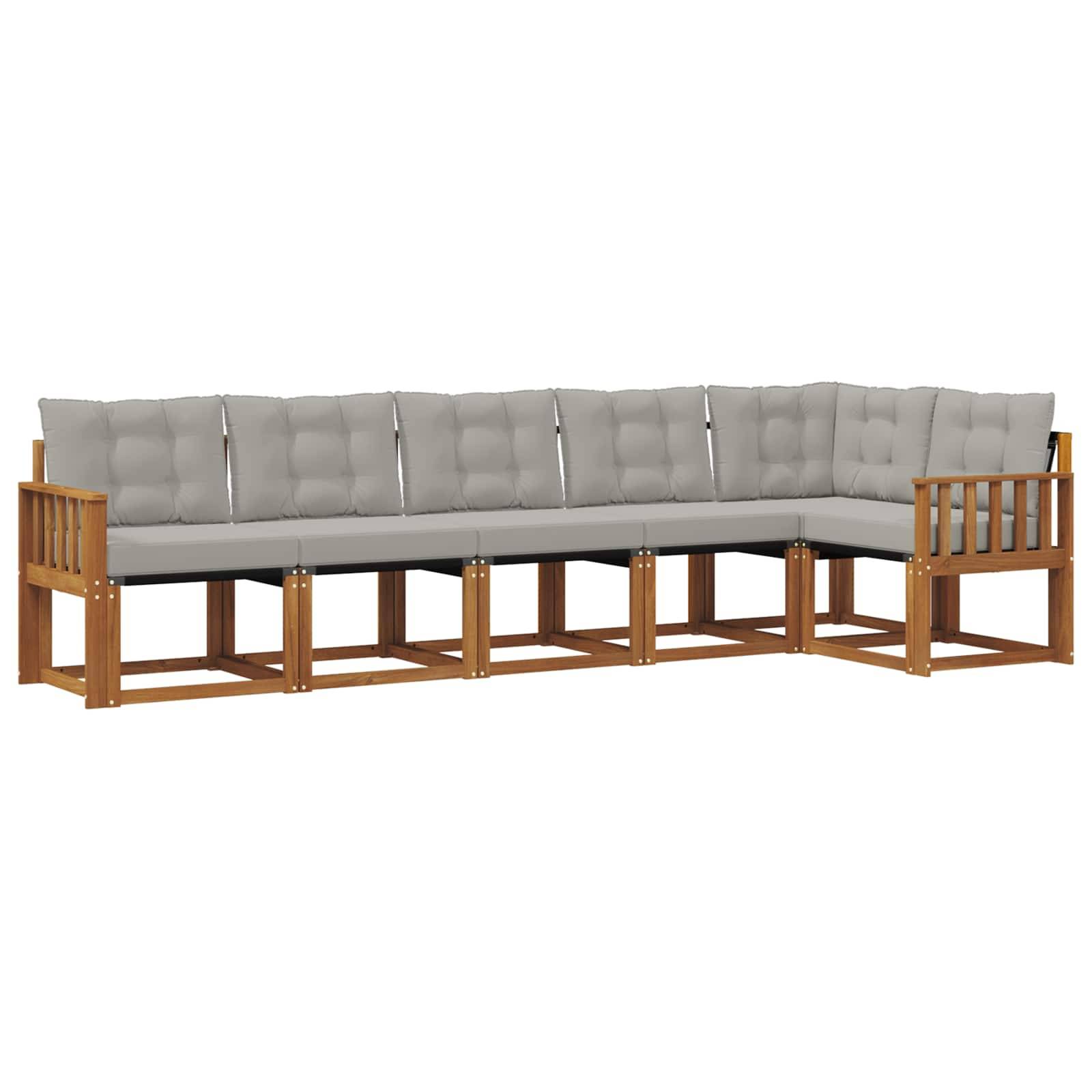 vidaXL Outdoor-Sofagarnitur mit Kissen 6 pcs Natürlich und Hellgrau