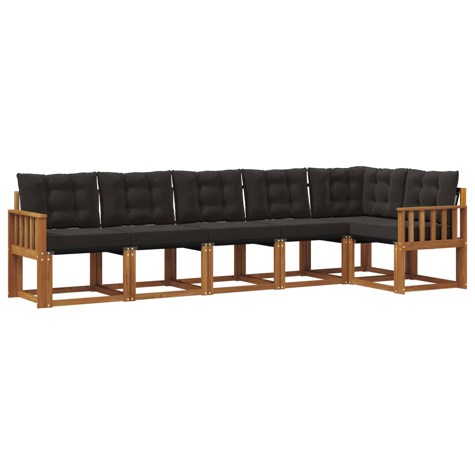 vidaXL Outdoor-Sofagarnitur mit Kissen 6 pcs Natürlich und Schwarz
