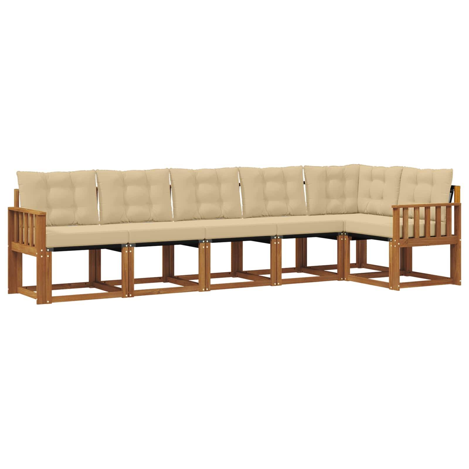 vidaXL Outdoor-Sofagarnitur mit Kissen 6 pcs Natur und Beige
