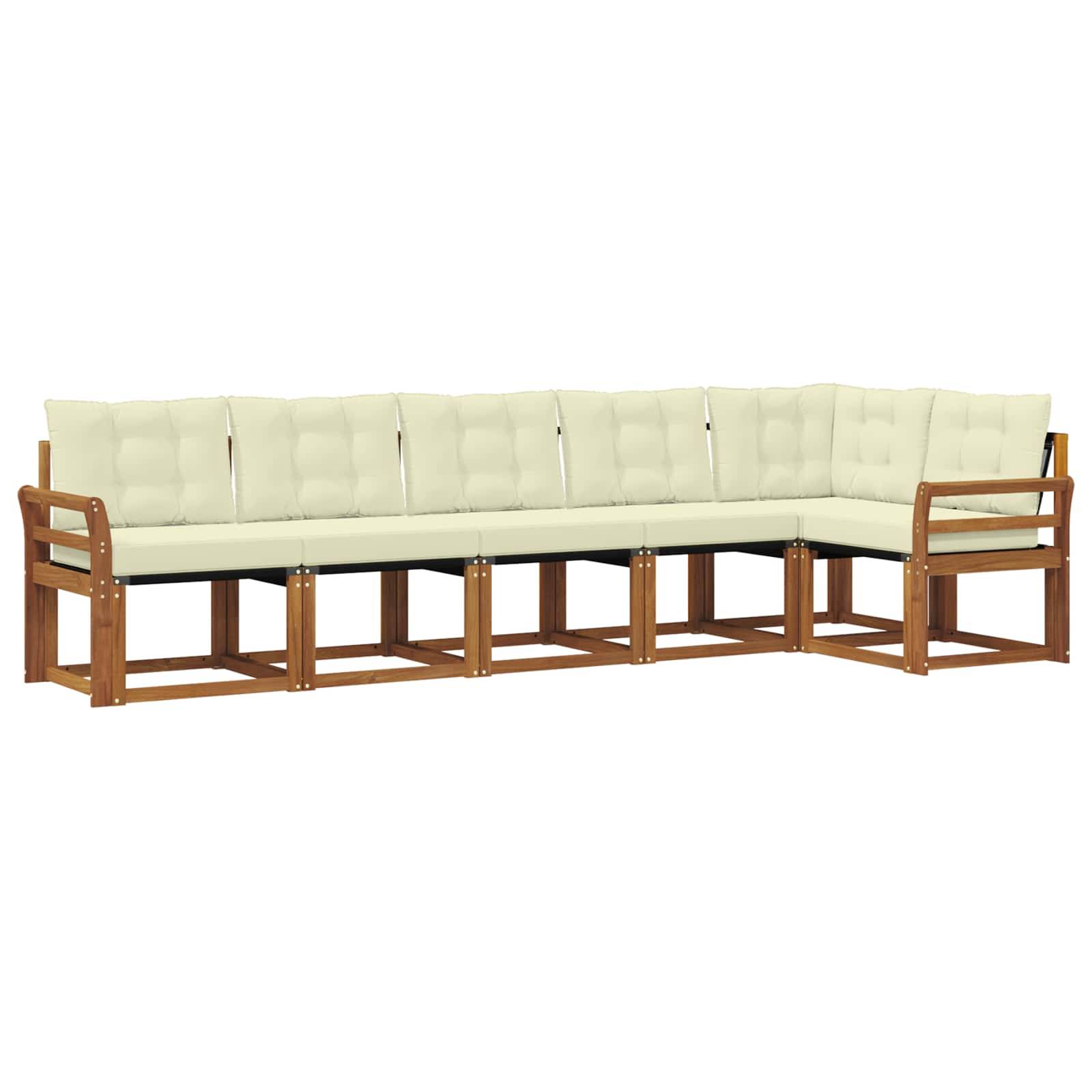 vidaXL Outdoor-Sofagarnitur mit Kissen 6 pcs Natur und Creme