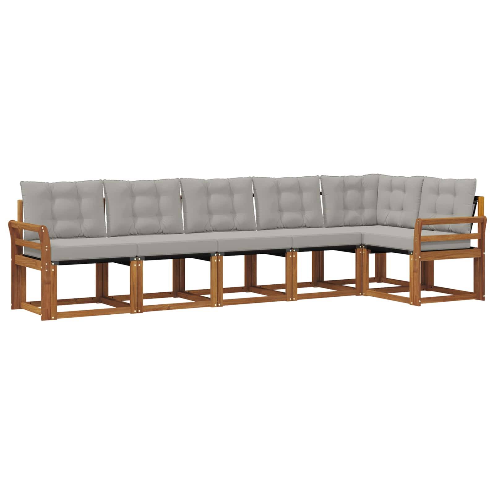 vidaXL Outdoor-Sofagarnitur mit Kissen 6 pcs Natürlich und Hellgrau