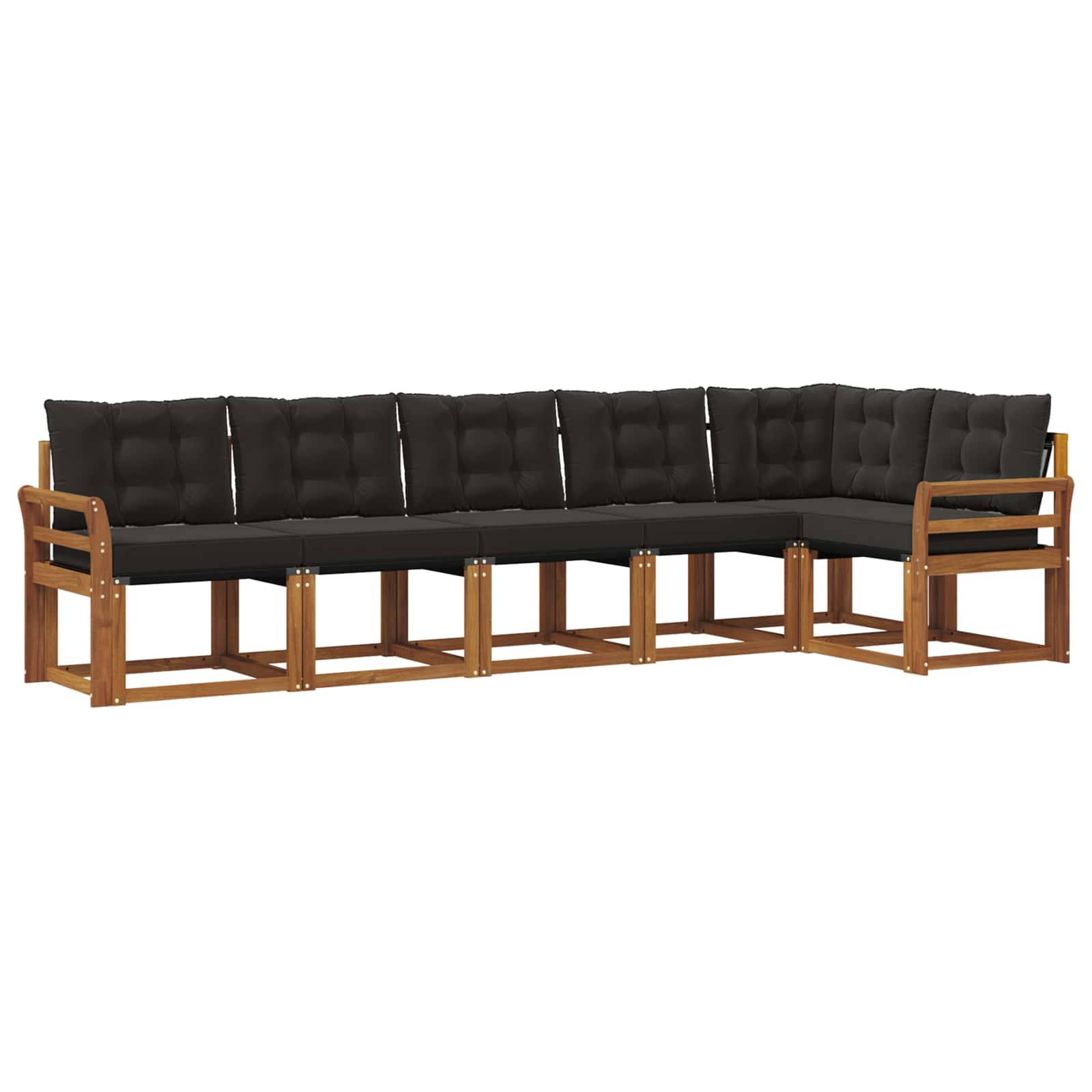 vidaXL Outdoor-Sofagarnitur mit Kissen 6 pcs Natürlich und Schwarz