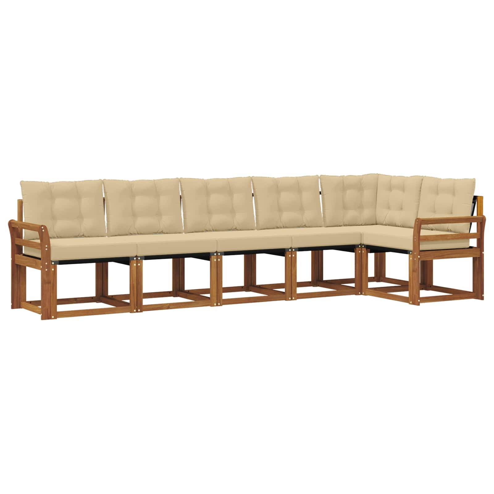 vidaXL Outdoor-Sofagarnitur mit Kissen 6 pcs Natur und Beige