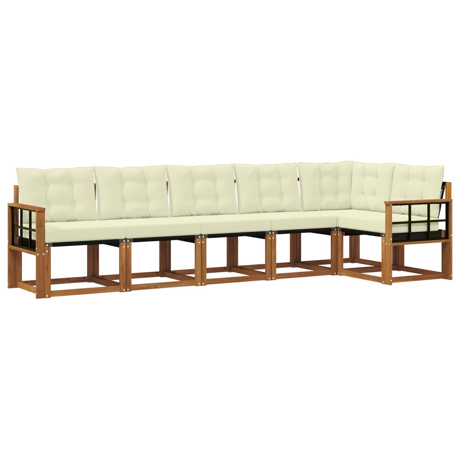 vidaXL Outdoor-Sofagarnitur mit Kissen 6 pcs Natur und Creme